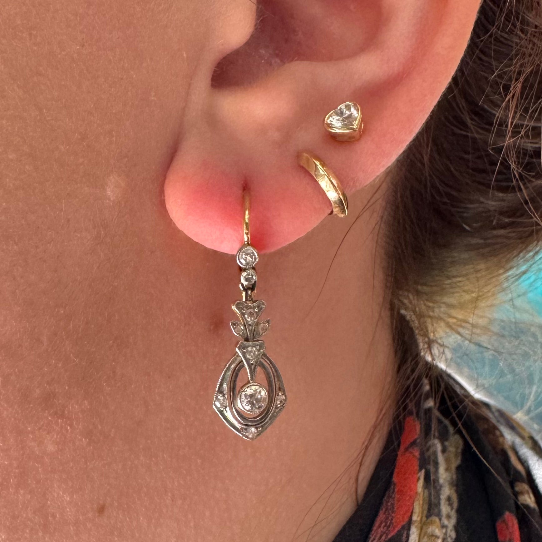 18k Edwardian Diamond Drop Earrings