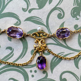 Victorian 15k Amethyst and Cultured Pearl Festoon Necklace