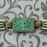 Art Deco Yellow Gold Wordley, Allsopp & Bliss Jade & Enamel Bracelet