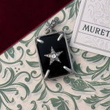 Victorian Rose Cut Diamond Rose Star Onyx Gold & Silver Locket Pendant