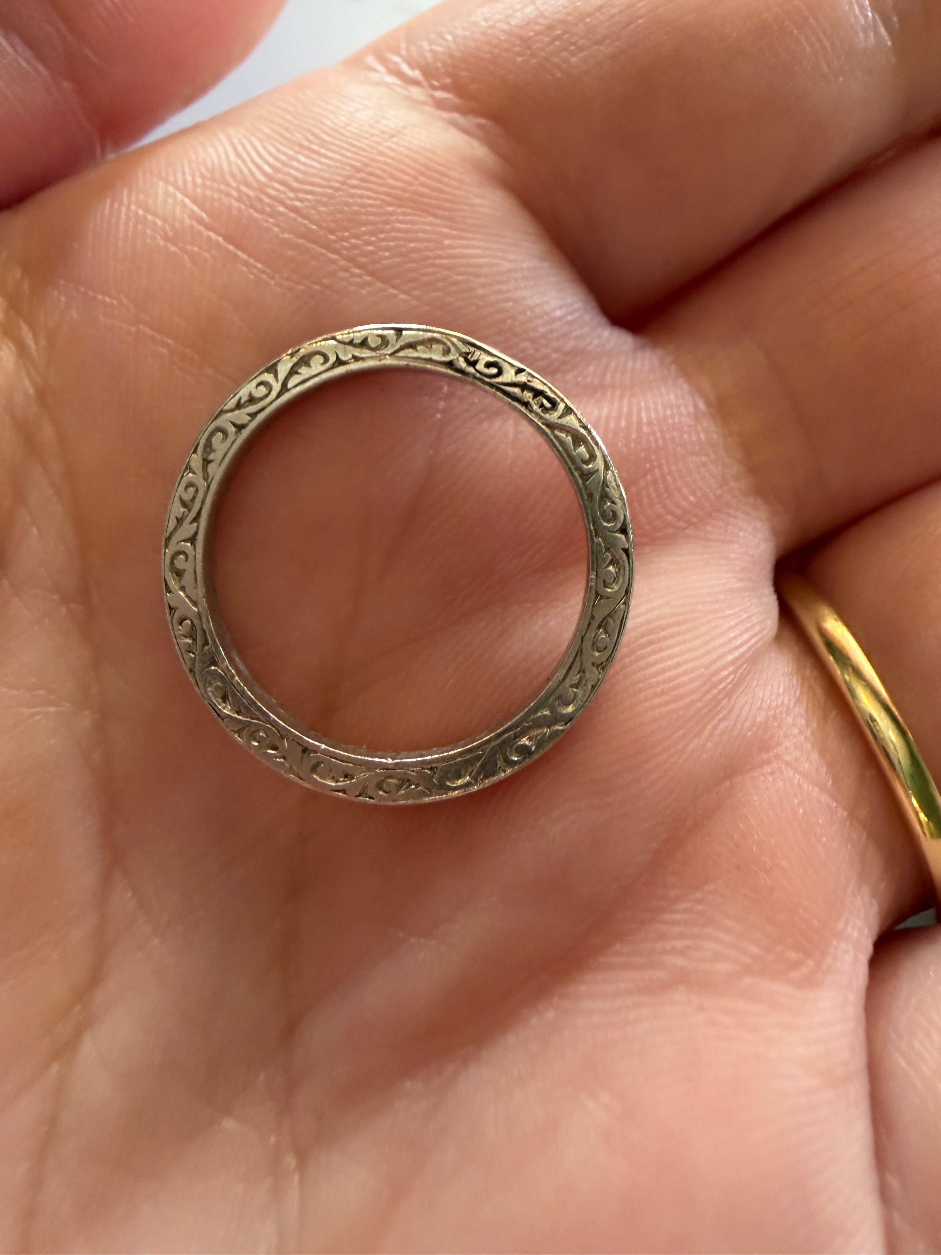 Engraved Art Deco Platinum Band