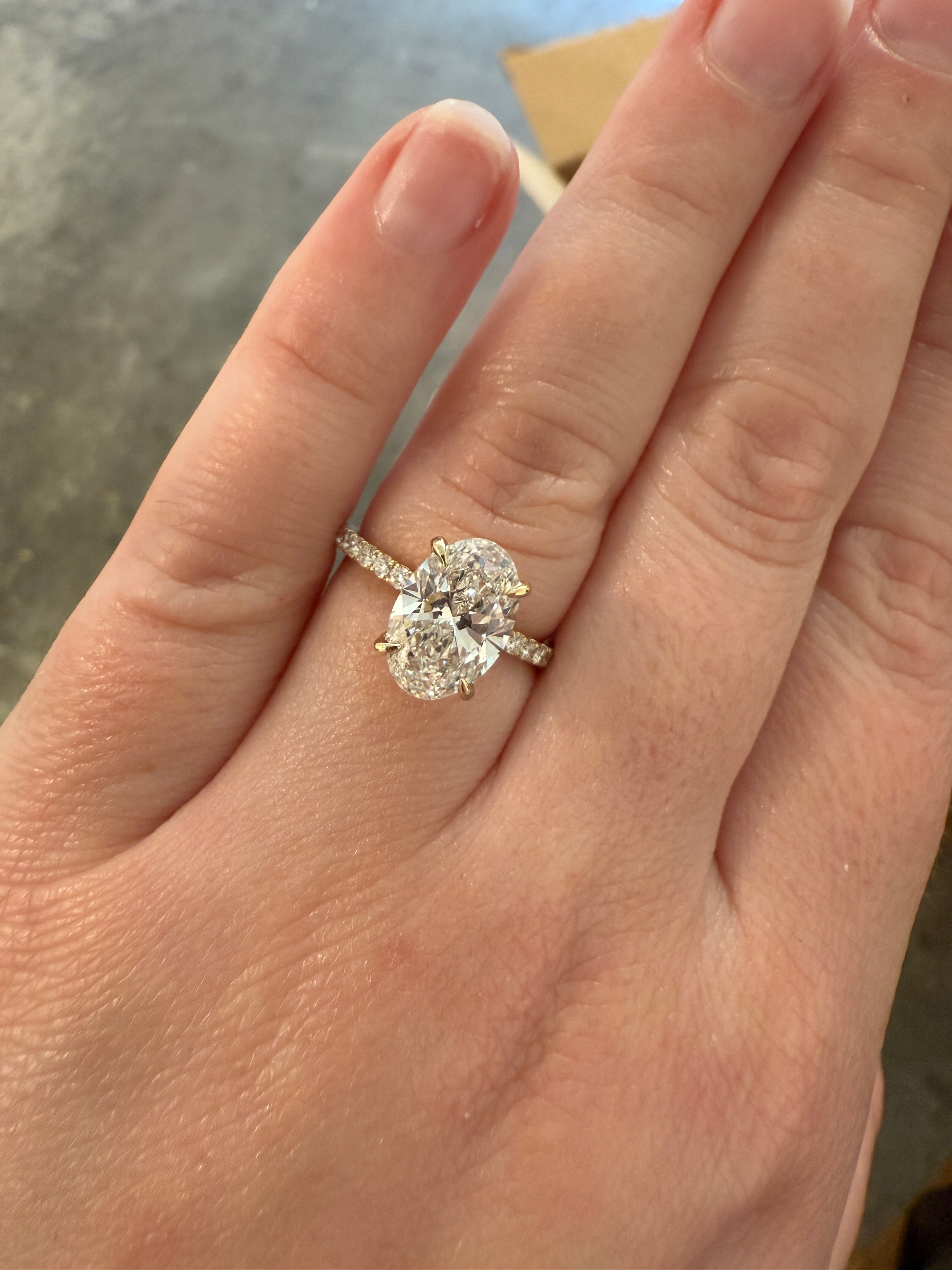 M & Co. 2.82 CT Oval Cut Solitaire Lab Grown Diamond Ring