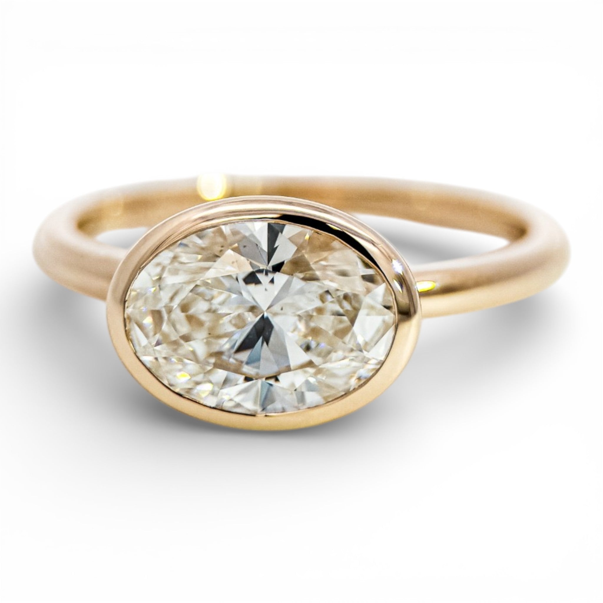 3ct East West Oval Lab Grown Diamond Bezel Ring