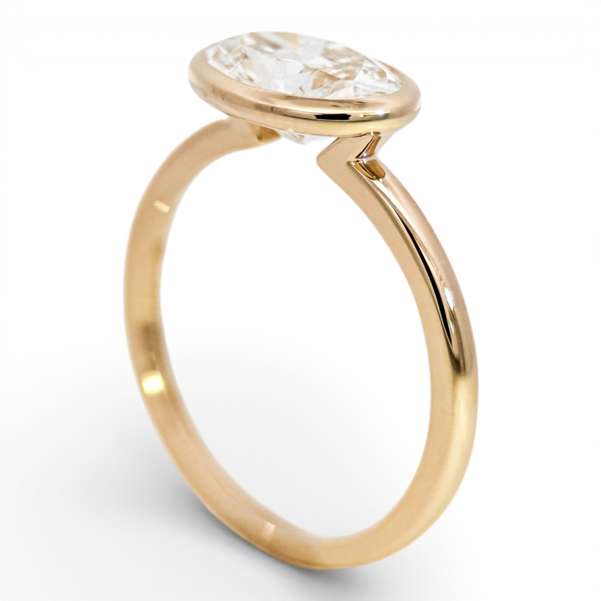 3ct East West Oval Lab Grown Diamond Bezel Ring