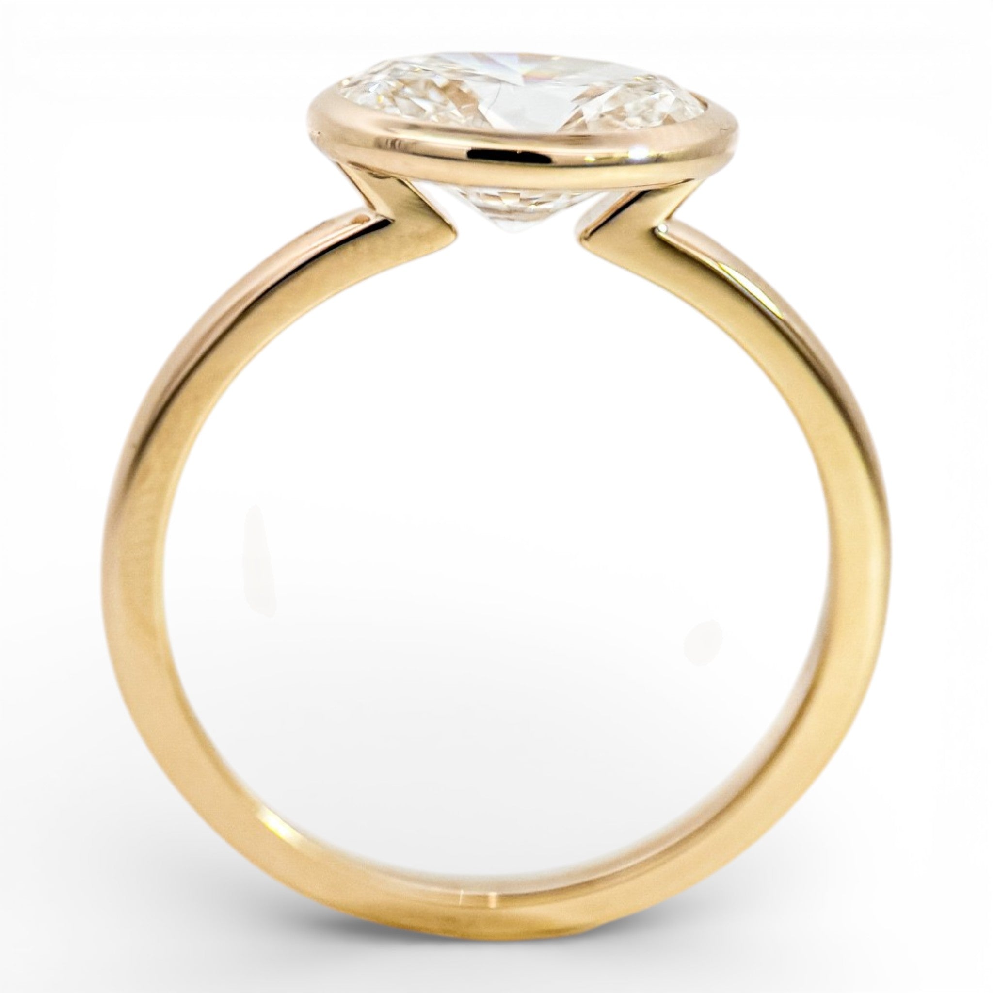 3ct East West Oval Lab Grown Diamond Bezel Ring