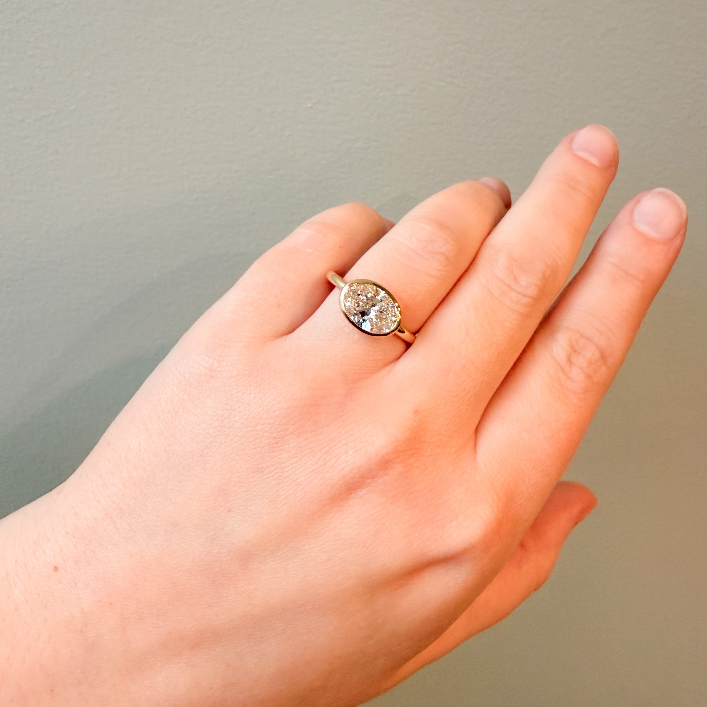 3ct East West Oval Lab Grown Diamond Bezel Ring