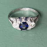 Wise & Co Edwardian Platinum Sapphire & Diamond Ring