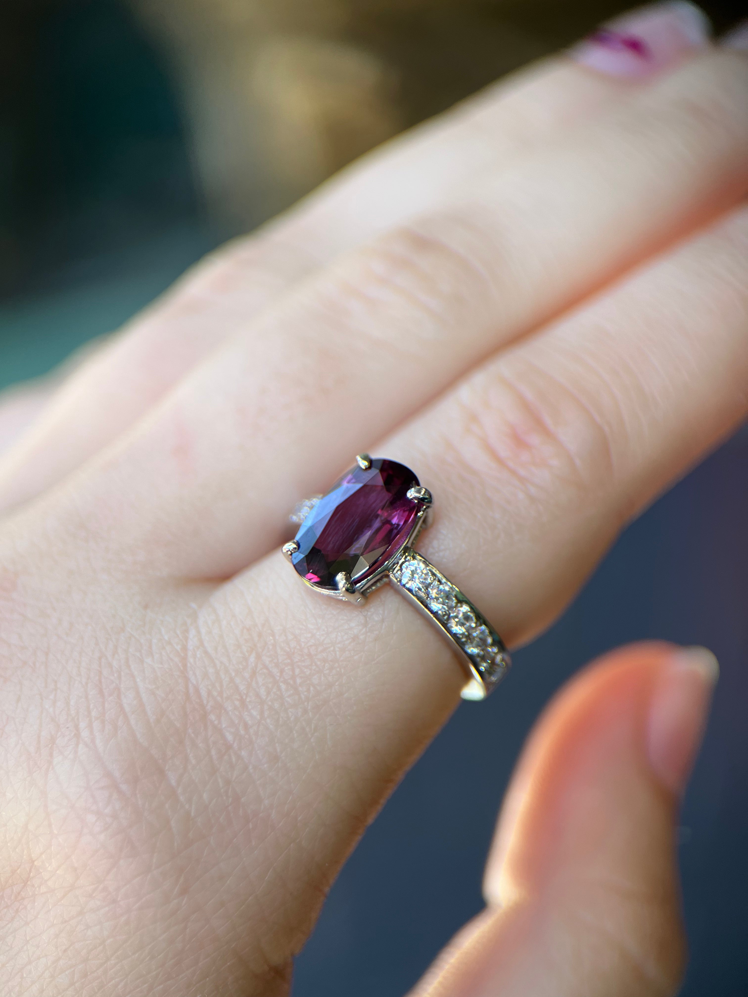 Purple-Pink Sapphire & Platinum Ring