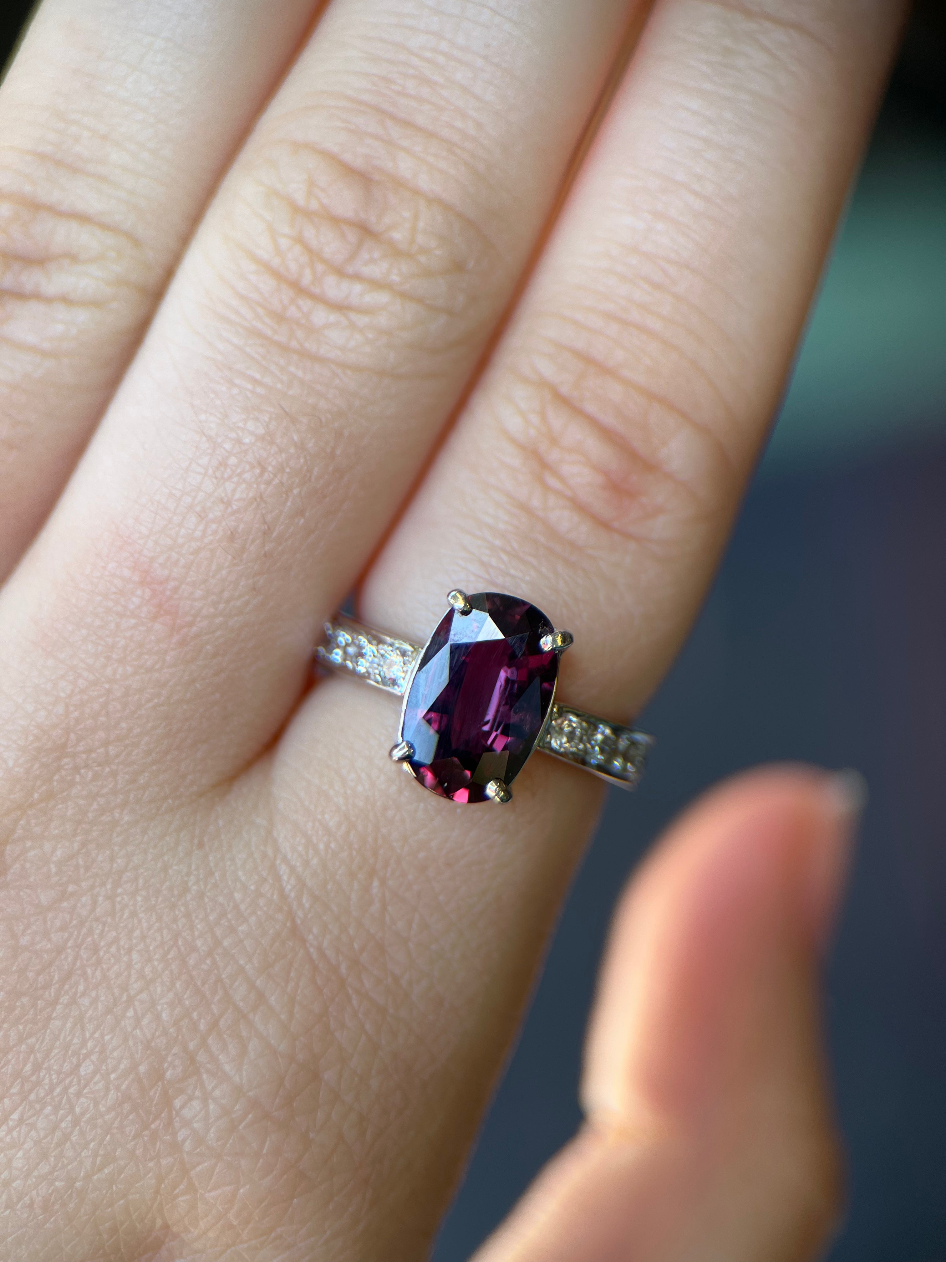Purple-Pink Sapphire & Platinum Ring