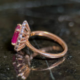 Vintage 1.97 CT Burma Ruby & Diamond Cluster Ring