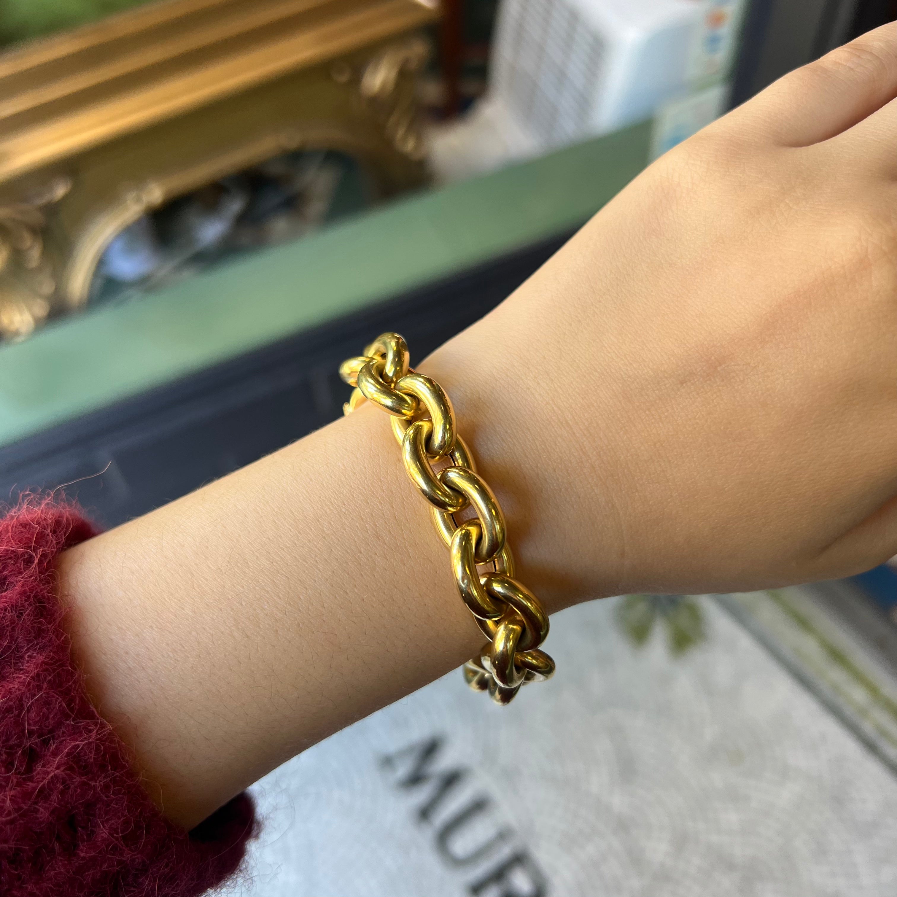 Vintage 18K Italian Cable Rolo Chain Bracelet