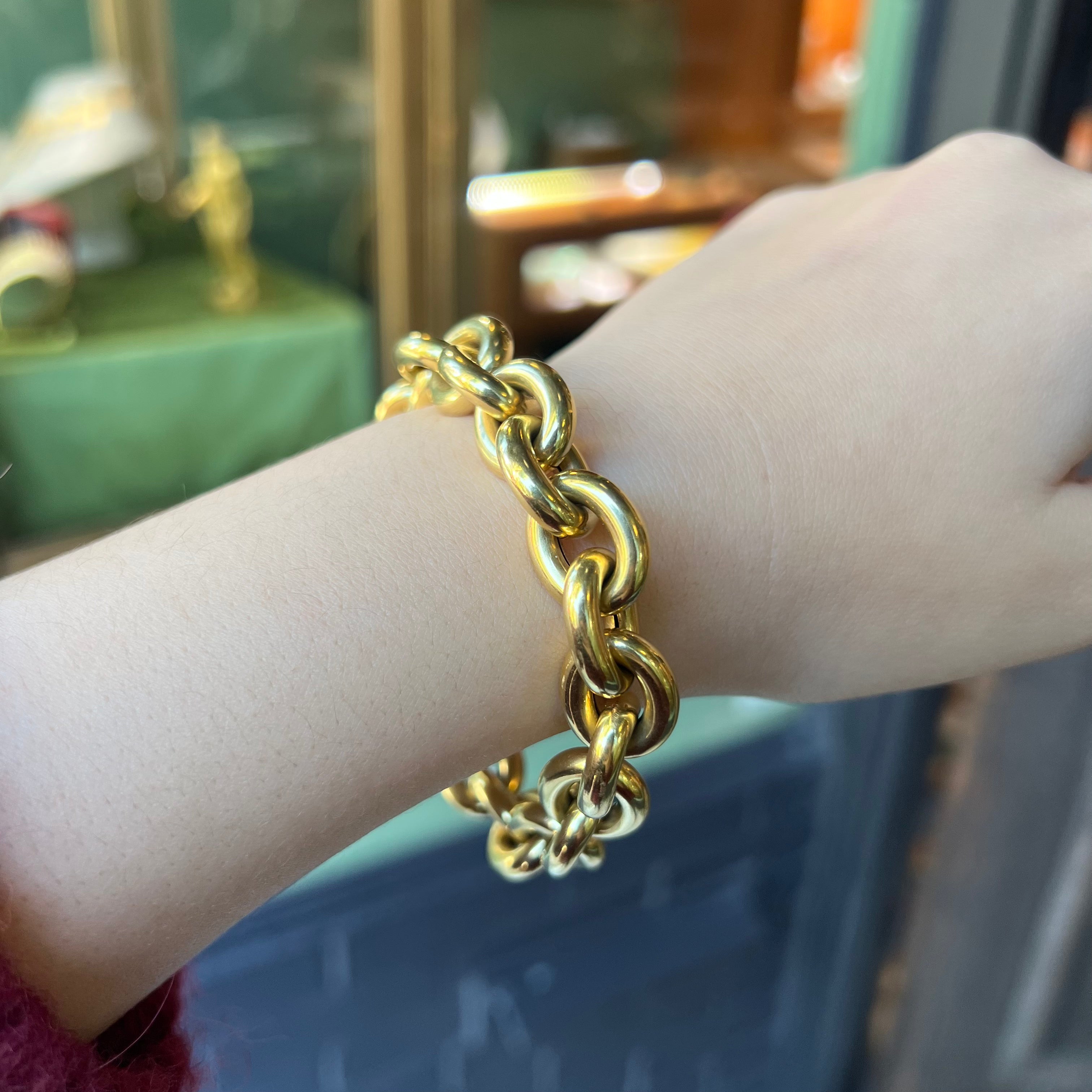 Vintage 18K Italian Cable Rolo Chain Bracelet