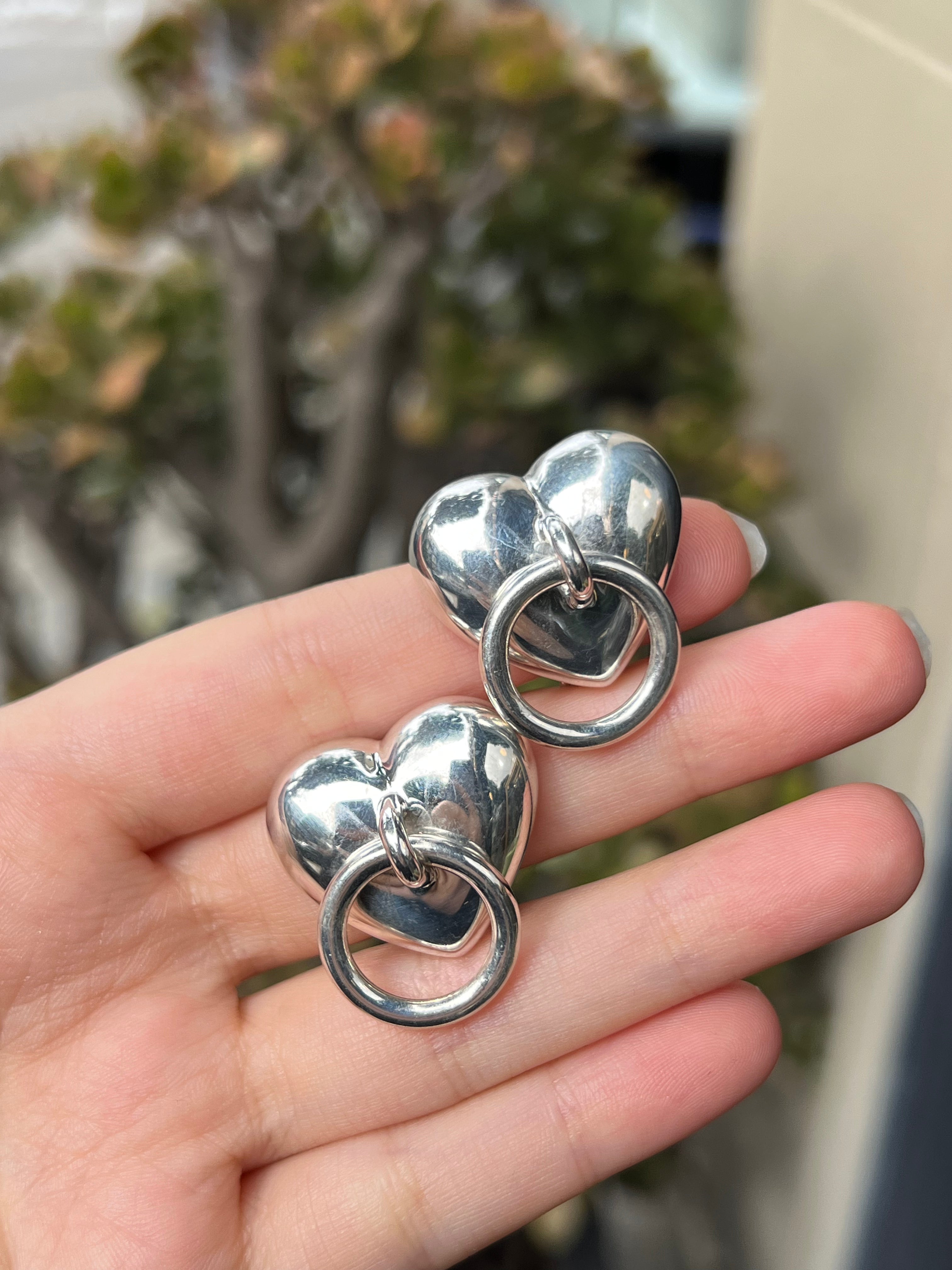 Vintage Tiffany & Co. Sterling Silver Heart Door Knocker Earrings