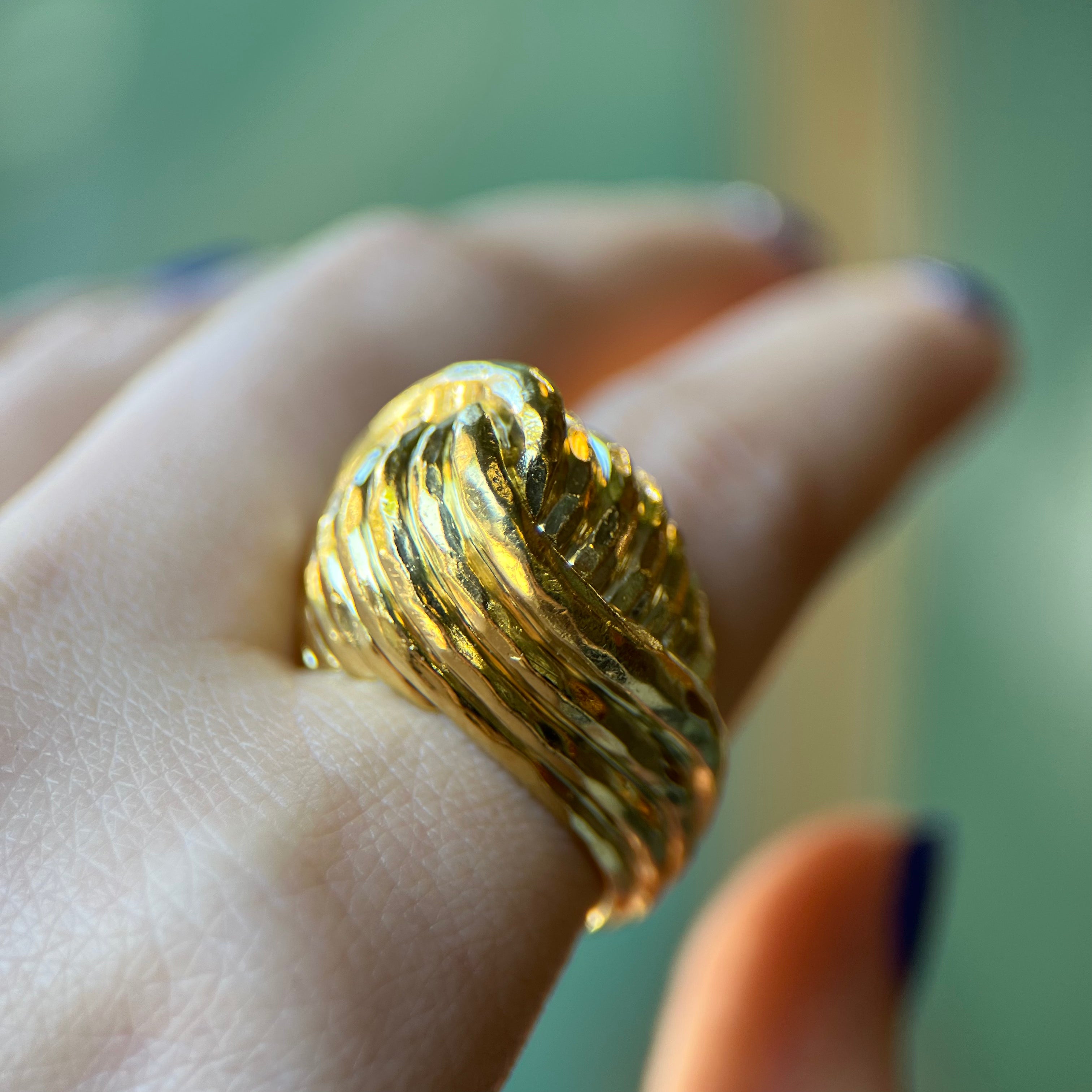 Henry Dunay Hammered 18K Yellow Gold Twisted Knot Ring