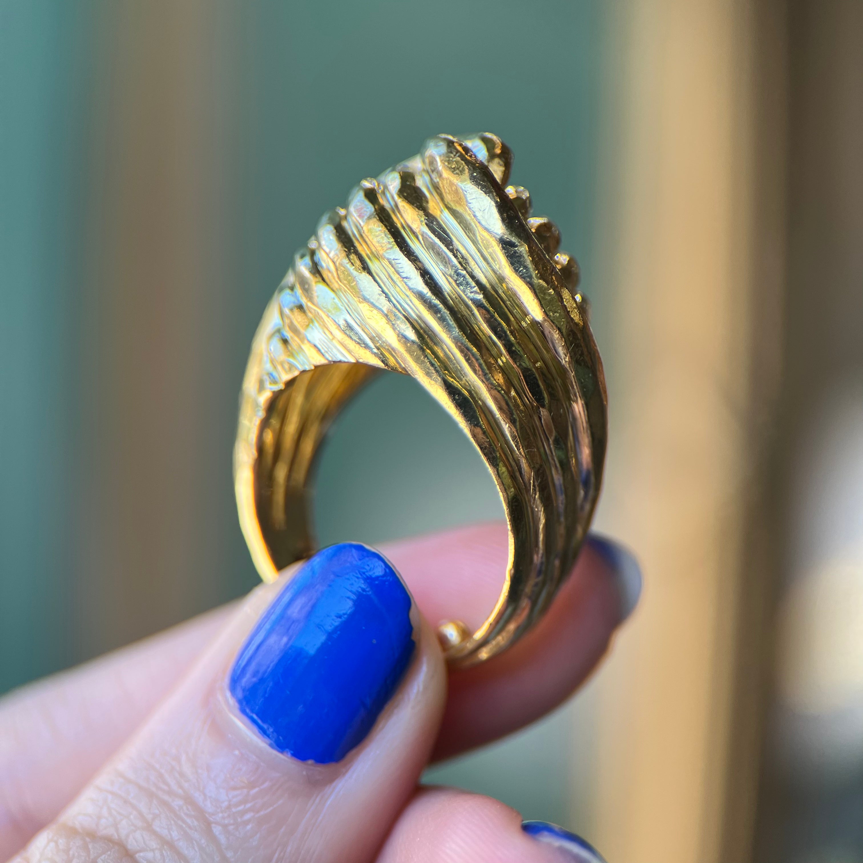 Henry Dunay Hammered 18K Yellow Gold Twisted Knot Ring