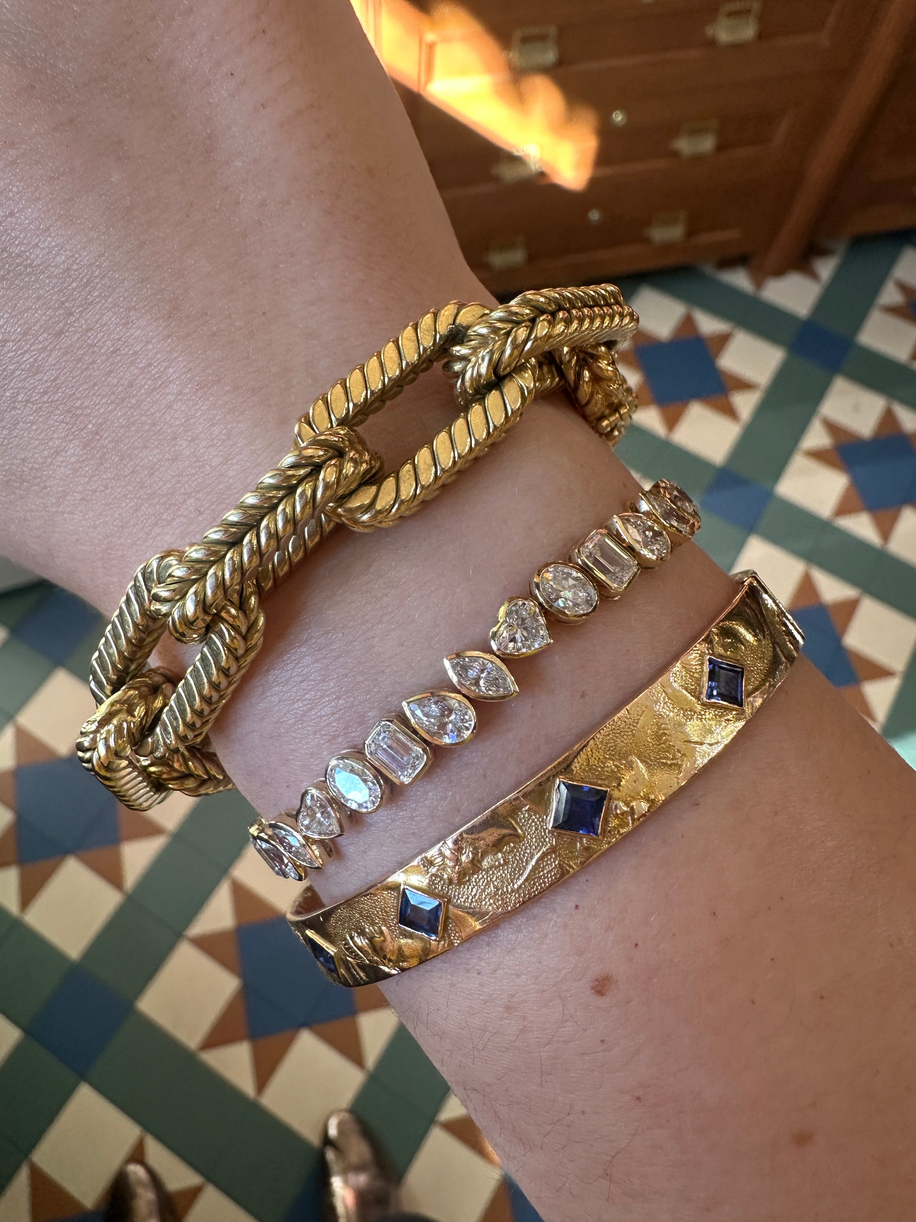 M & Co. Mixed Cut Diamond Bezel Bracelet