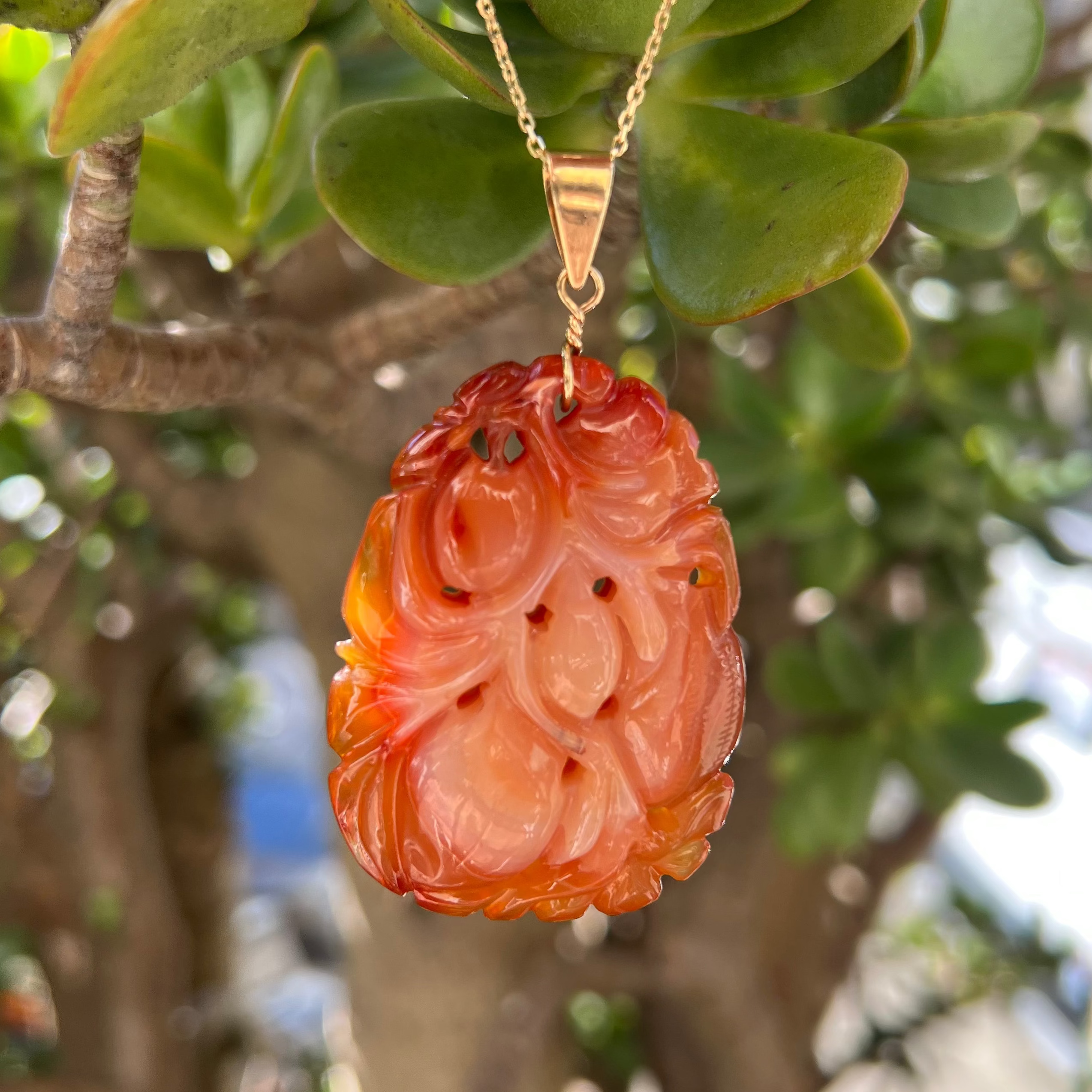 Gump's Carved Carnelian Pendant