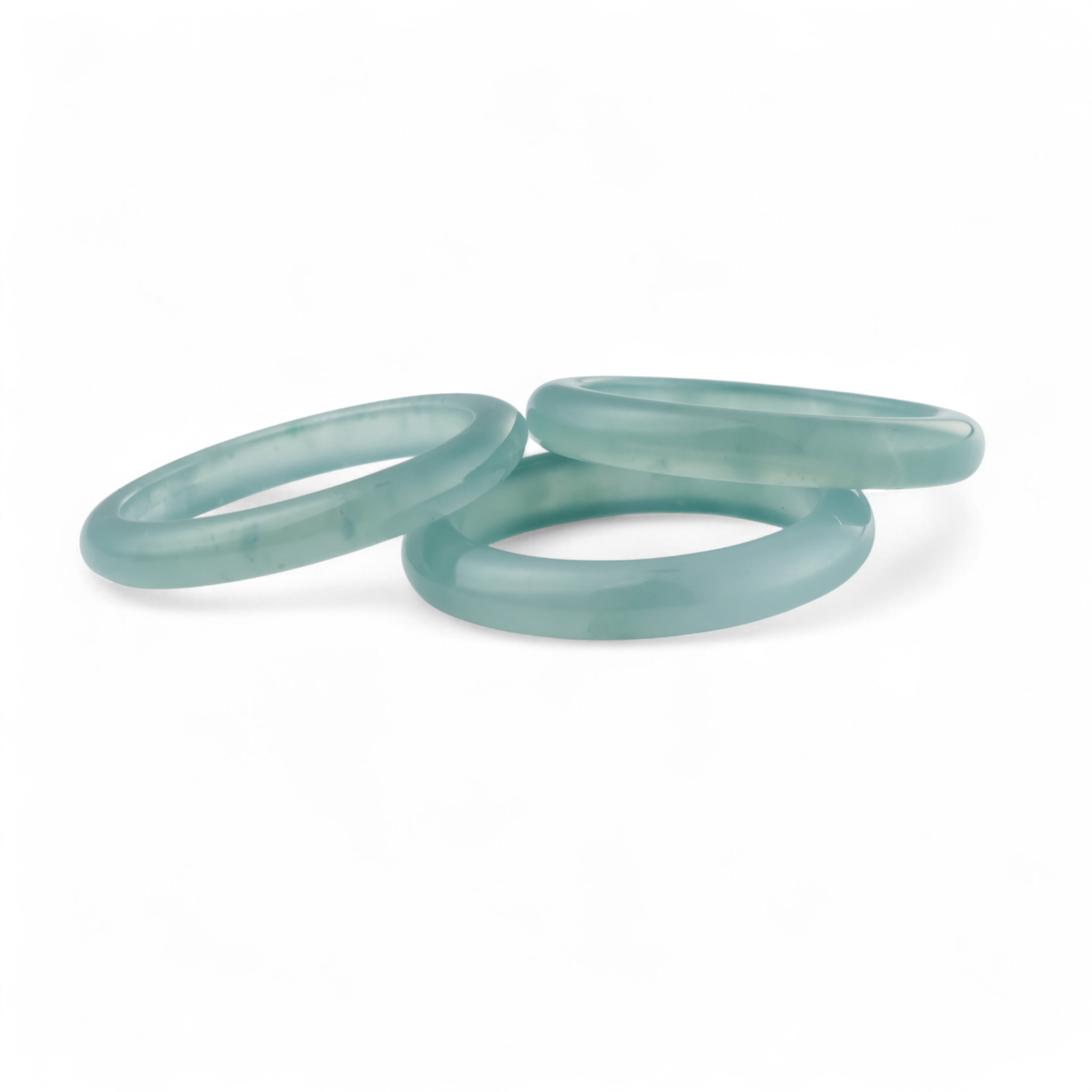Thin Icy Light Blue-Green Natural Guatemalan Jade Band