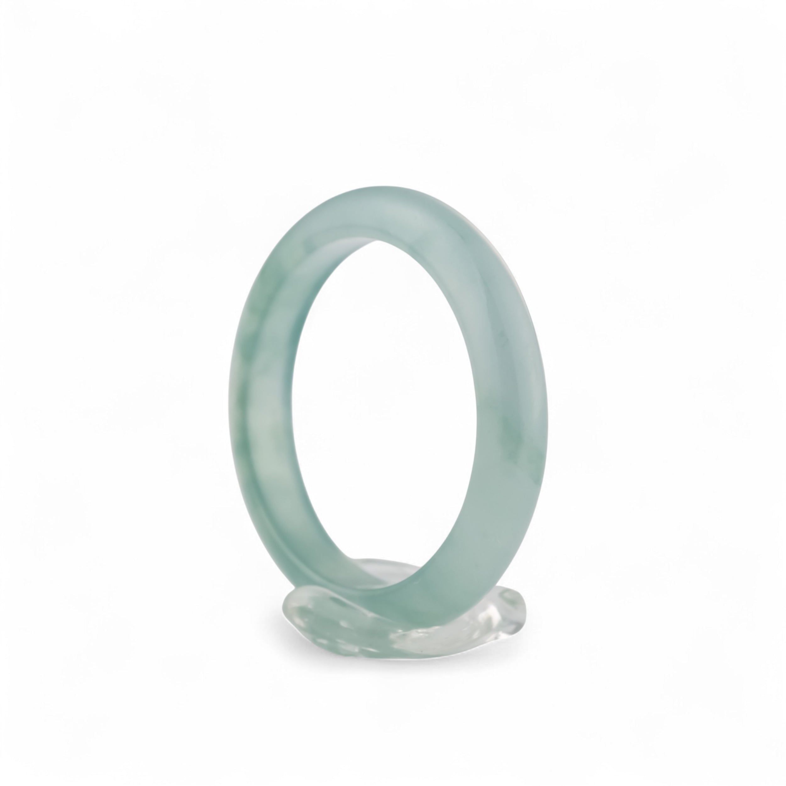 Thin Icy Light Blue-Green Natural Guatemalan Jade Band
