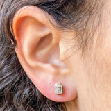 M & Co. Bezel Emerald Cut Diamond Stud Earrings