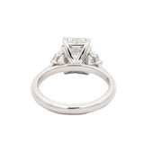 M & Co. 3 CT Emerald Cut with Epaulette Accents Three Stone Ring