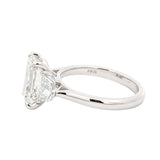 M & Co. 3 CT Emerald Cut with Epaulette Accents Three Stone Ring