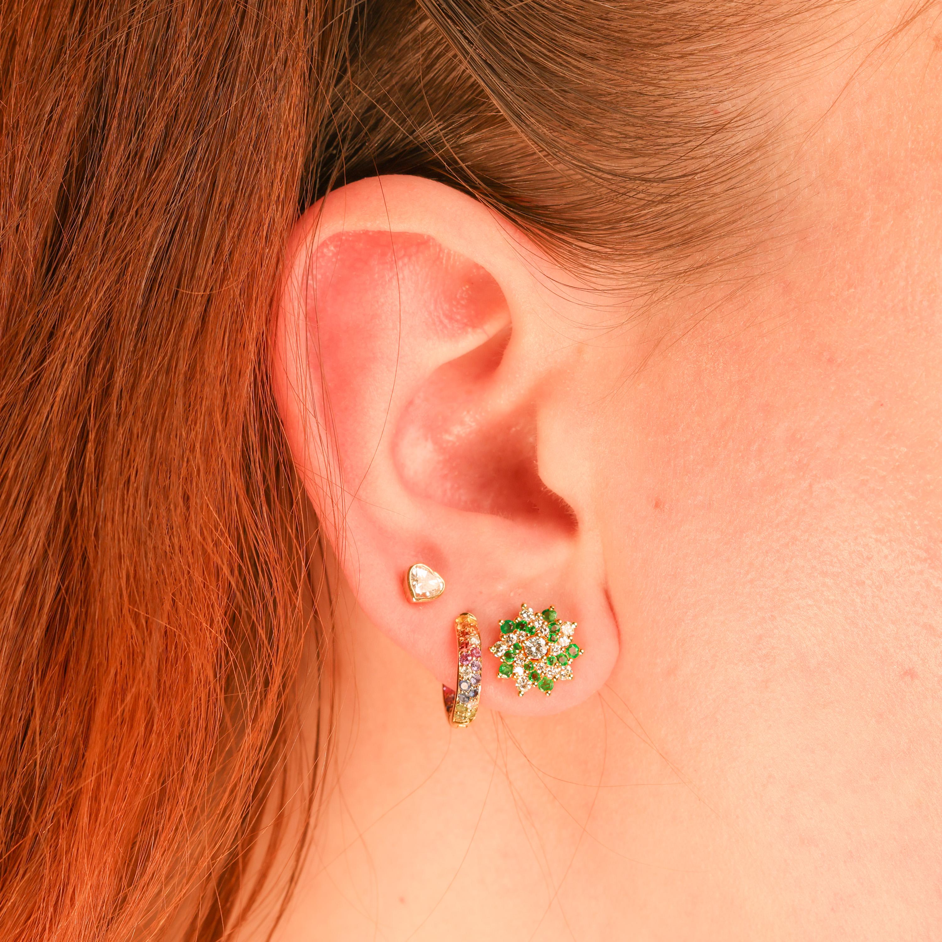 Vintage Emerald & Diamond Pinwheel 14K Stud Earrings