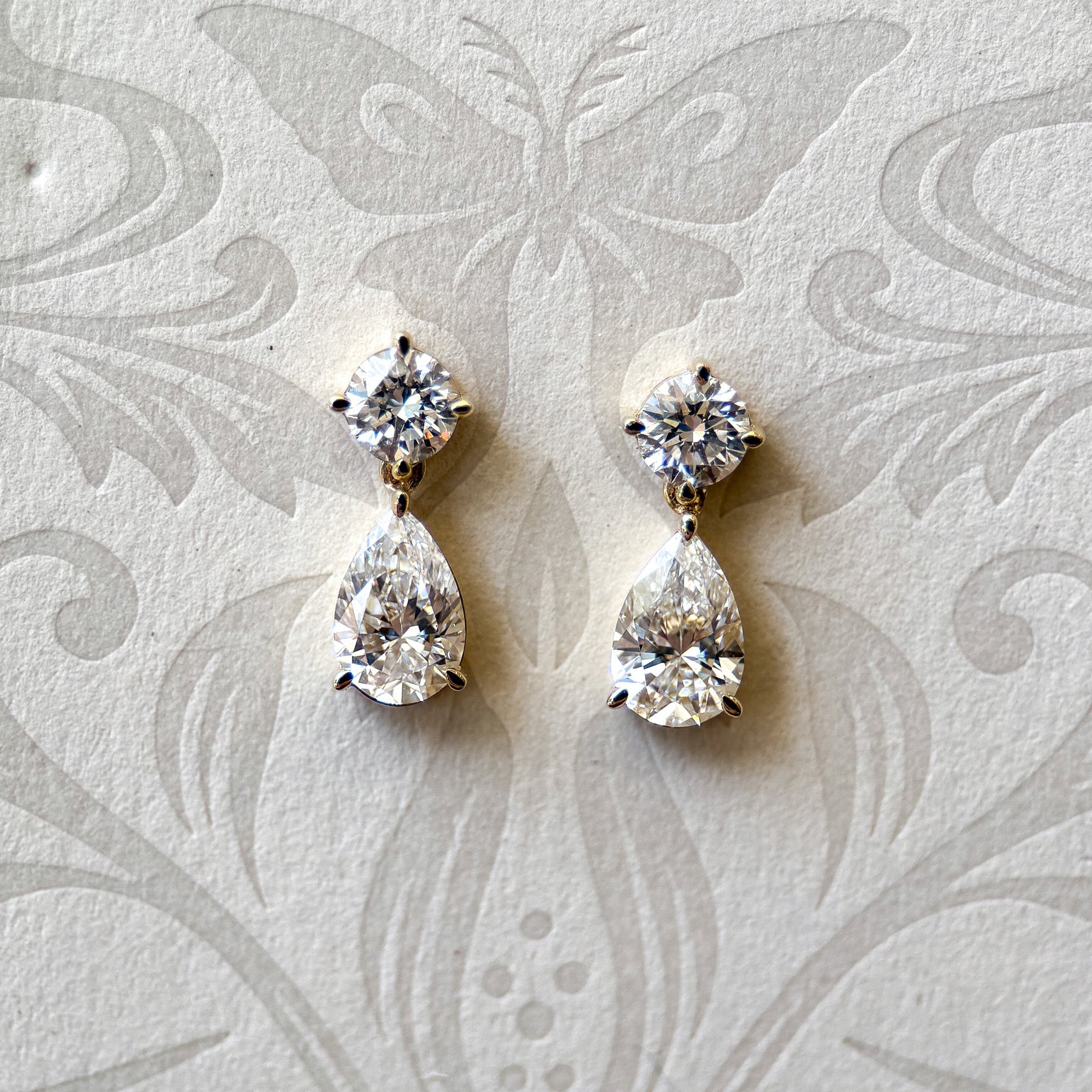 Round & Pear Lab Diamond Drop Earrings