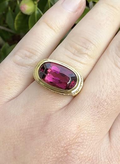 18K Rubellite Tourmaline Diamond Ring