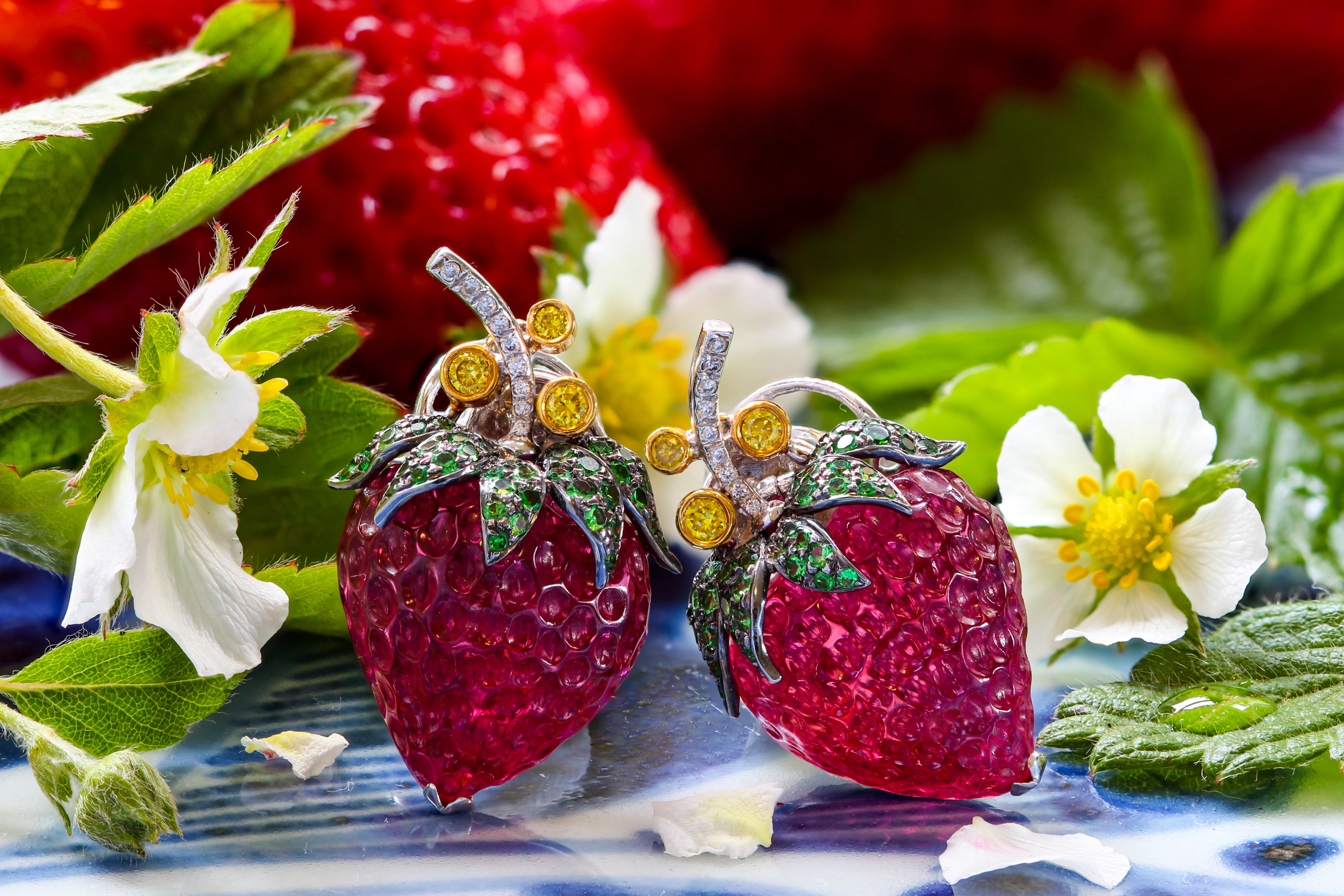 Carved Tourmaline Strawberry PENDANT