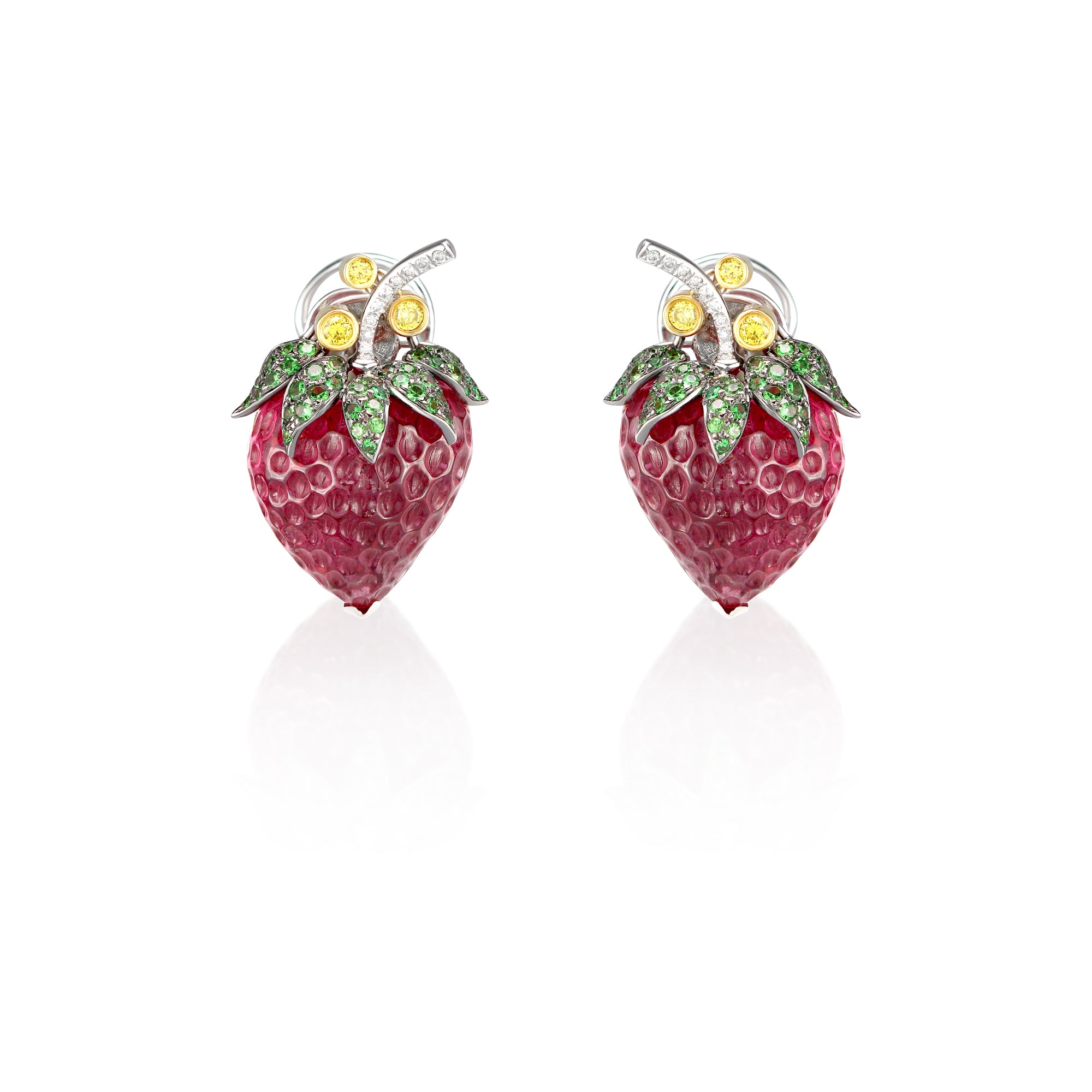 Carved Tourmaline Strawberry PENDANT