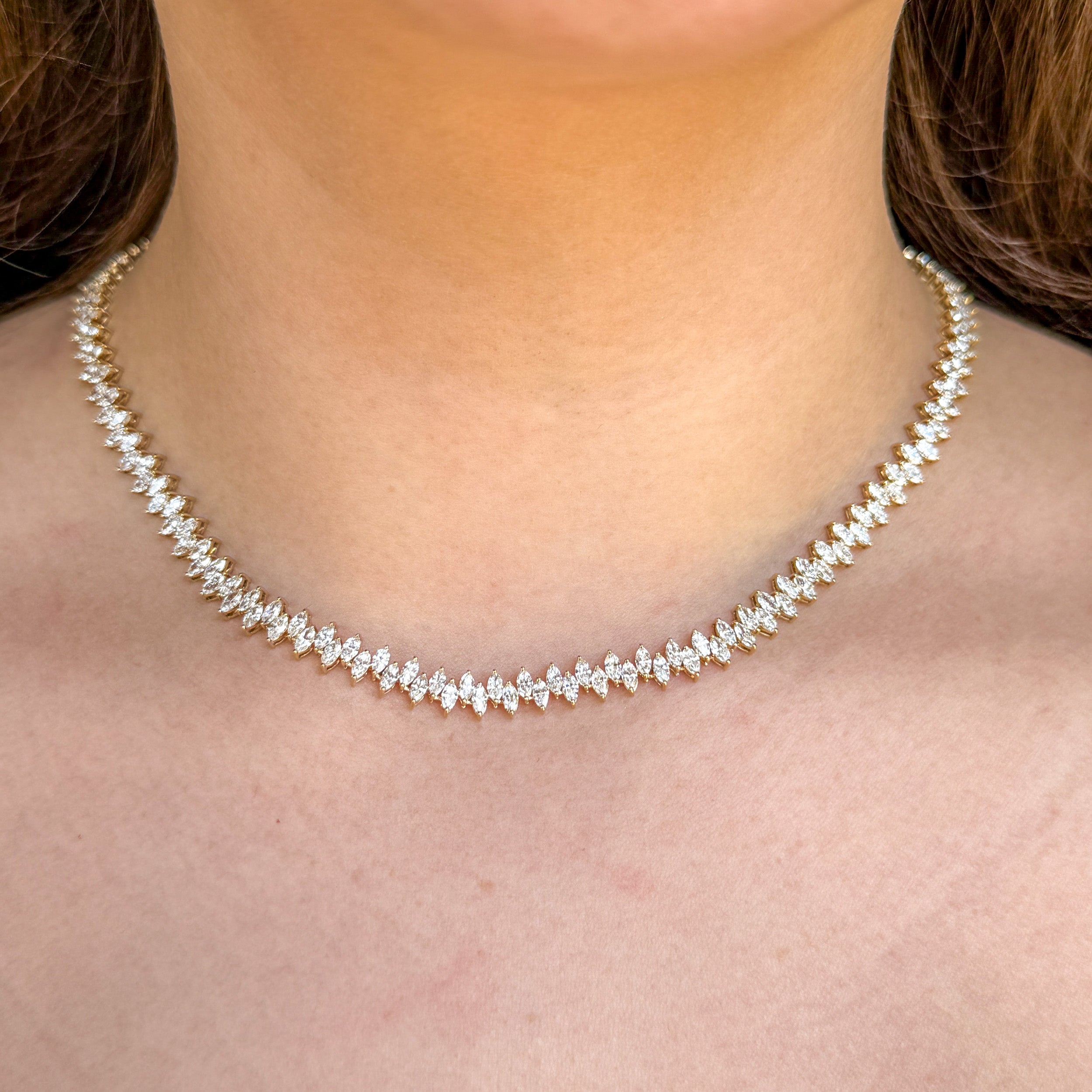 Lab Grown Diamond Alternating Marquise Tennis Necklace