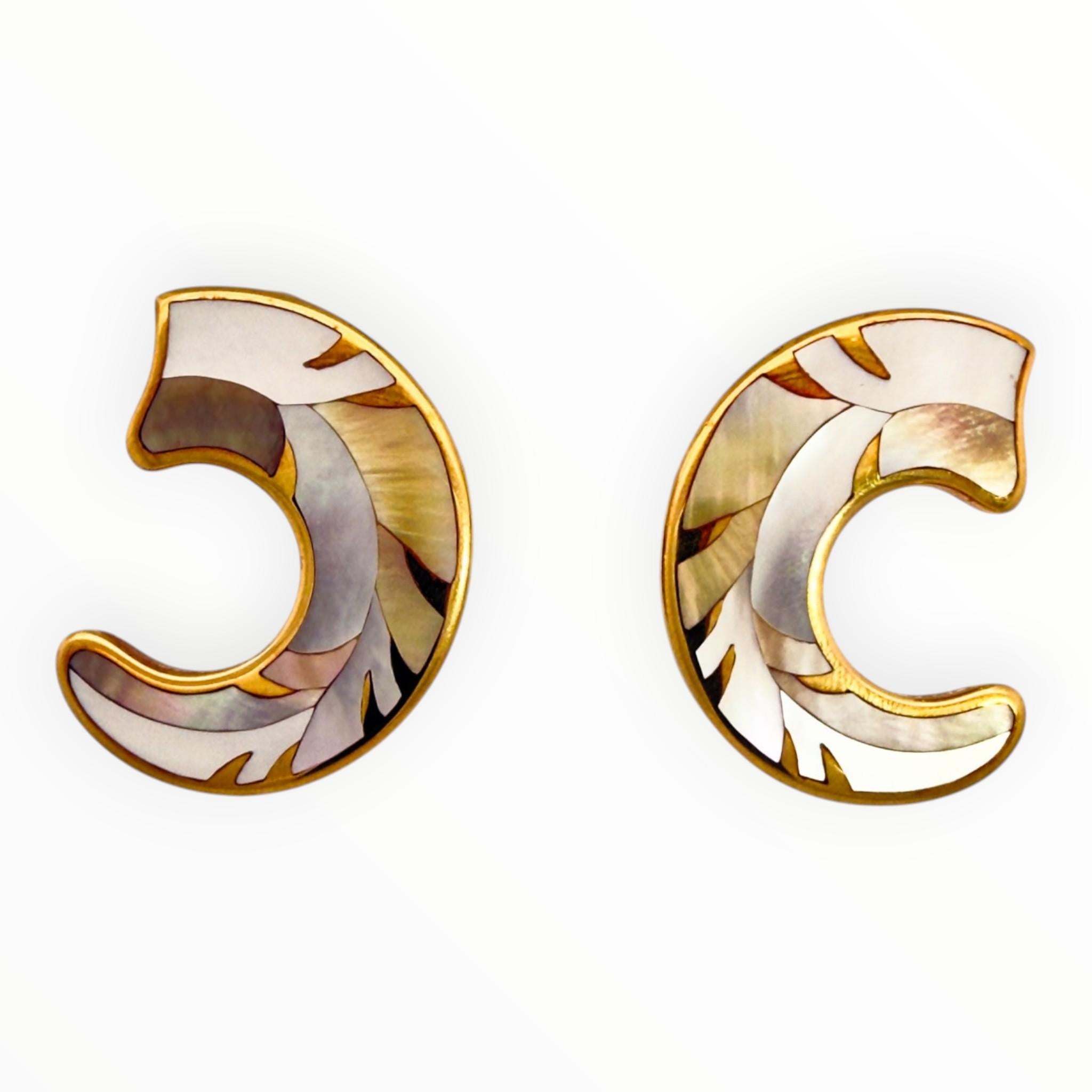 Tiffany & Co. Angela Cummings Mother of Pearl Inlay Feather Earrings