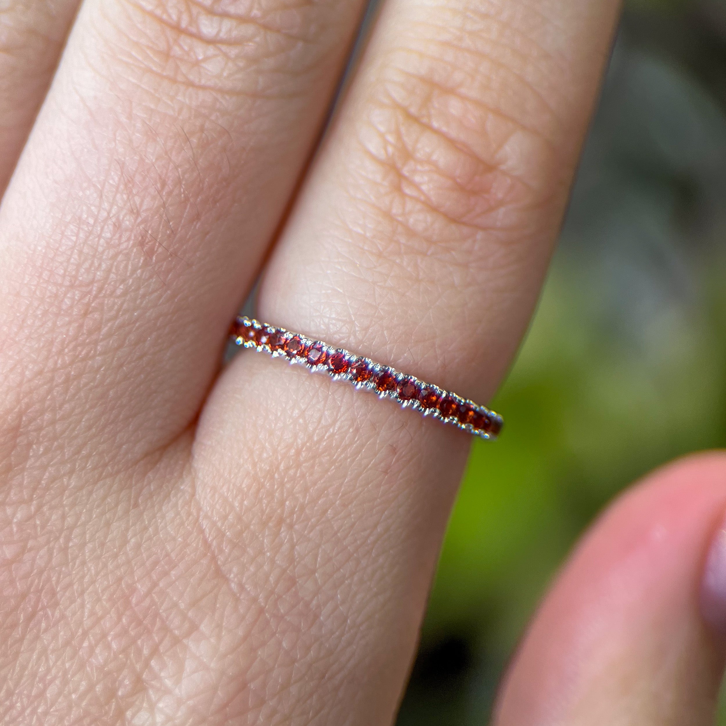 Garnet Pavé Half-Eternity Band
