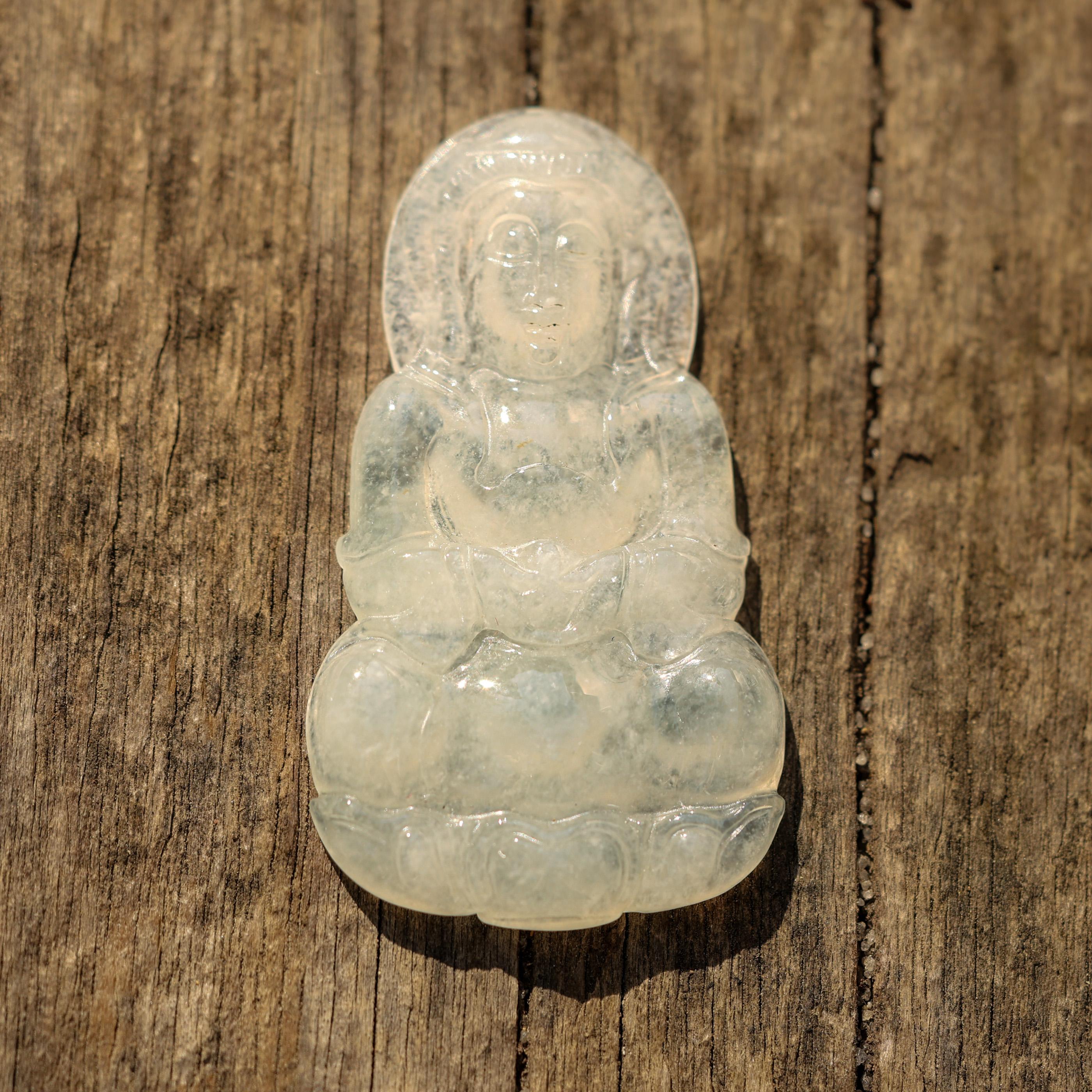 Colorless Ice Jade Carving of Guanyin