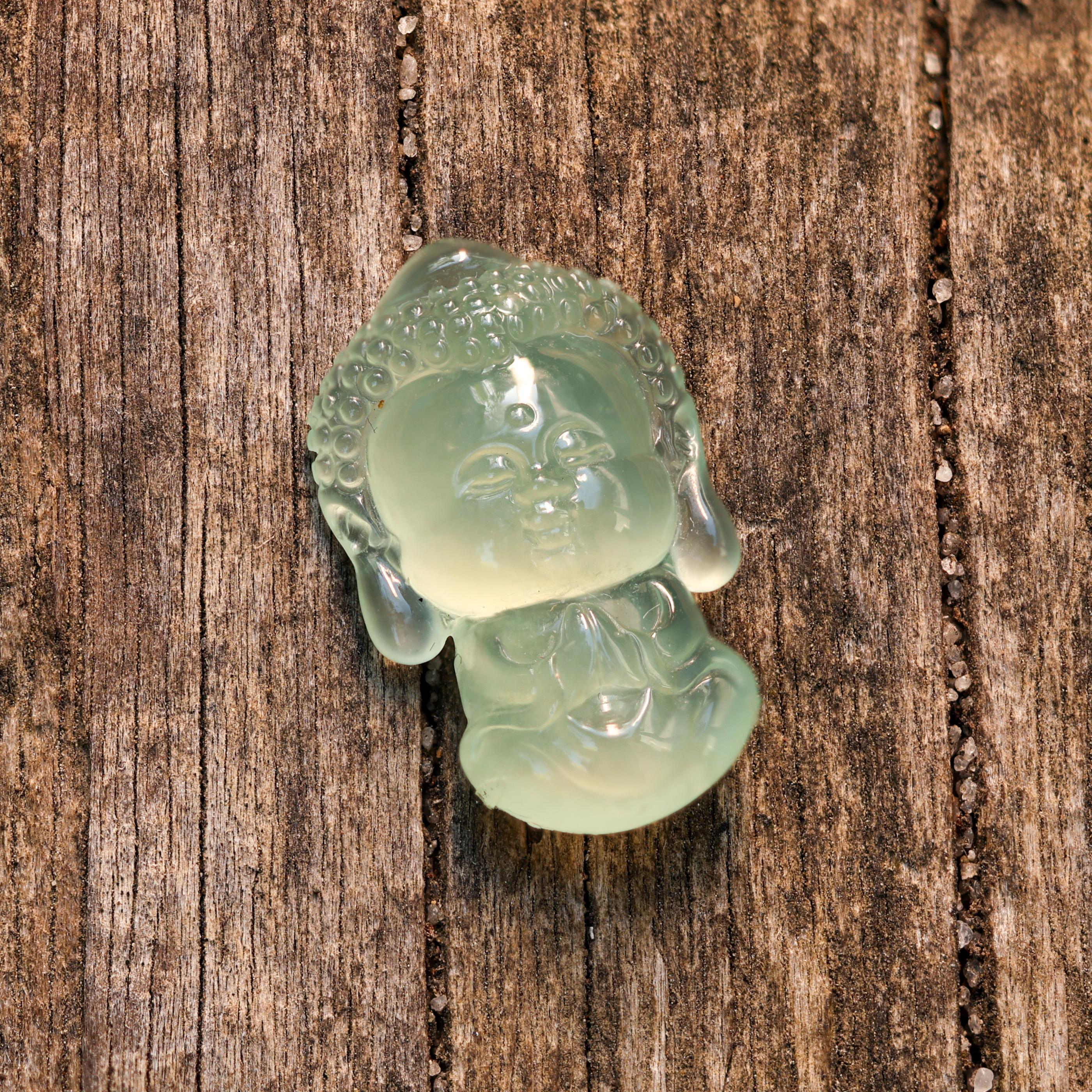 Icy Green Jade Little Buddha Carving