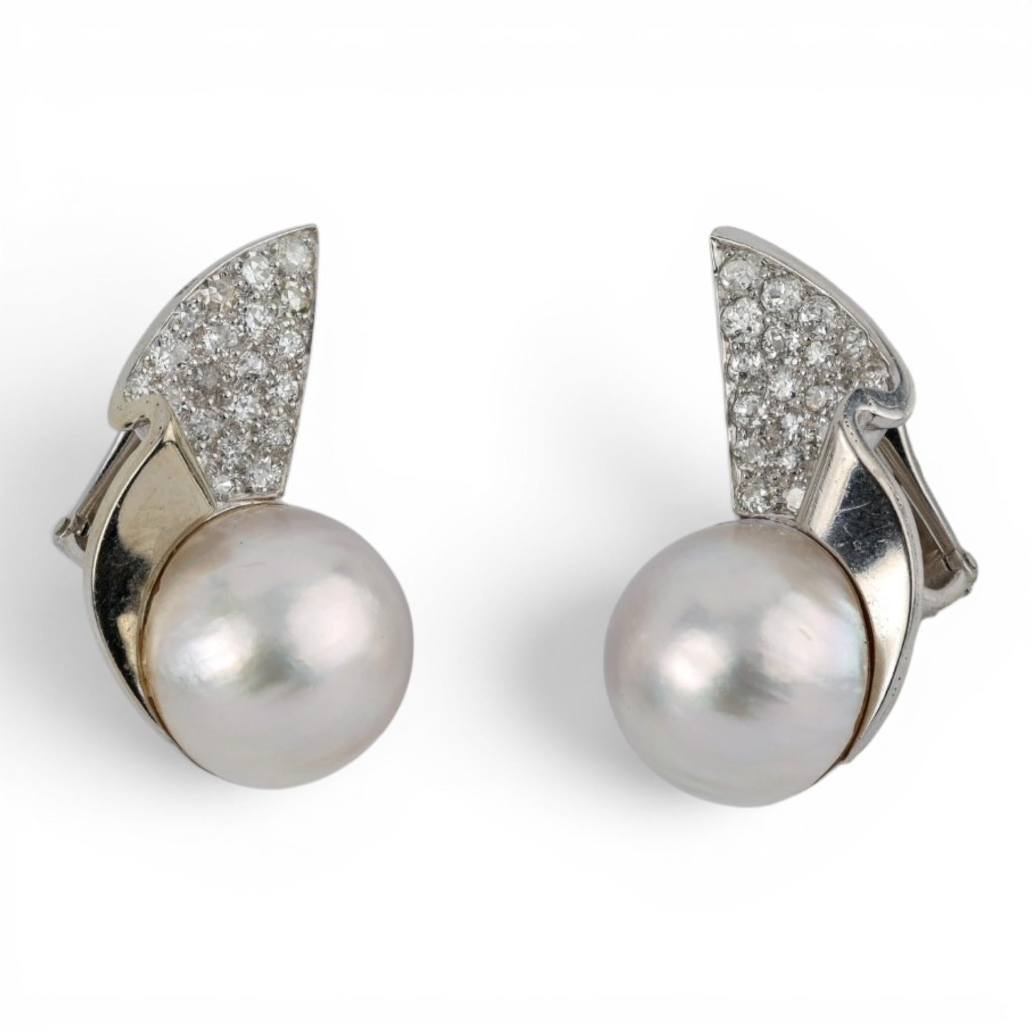 Vintage David Webb Platinum Mabé Pearl Earrings