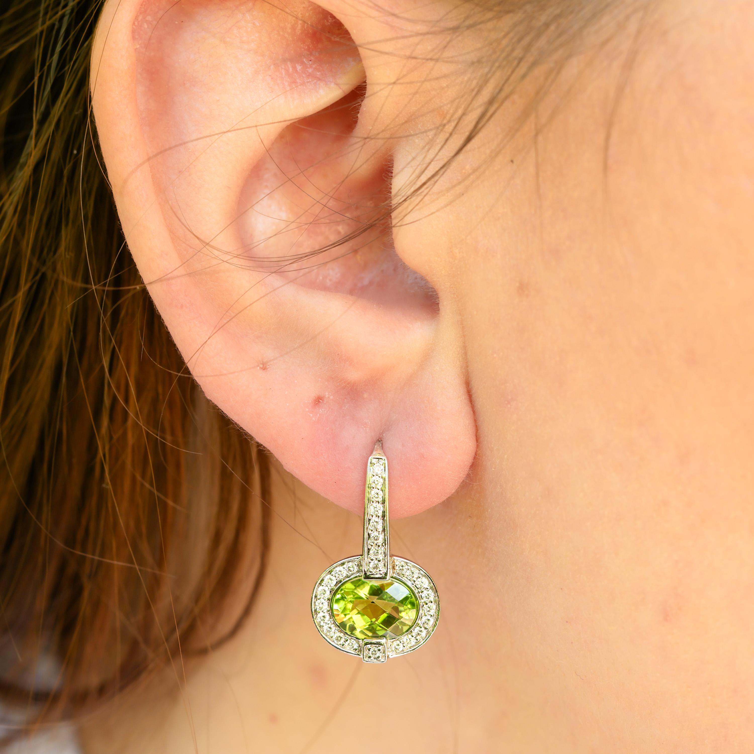 Frederic Sage 18K Peridot and Diamond Drop Earrings