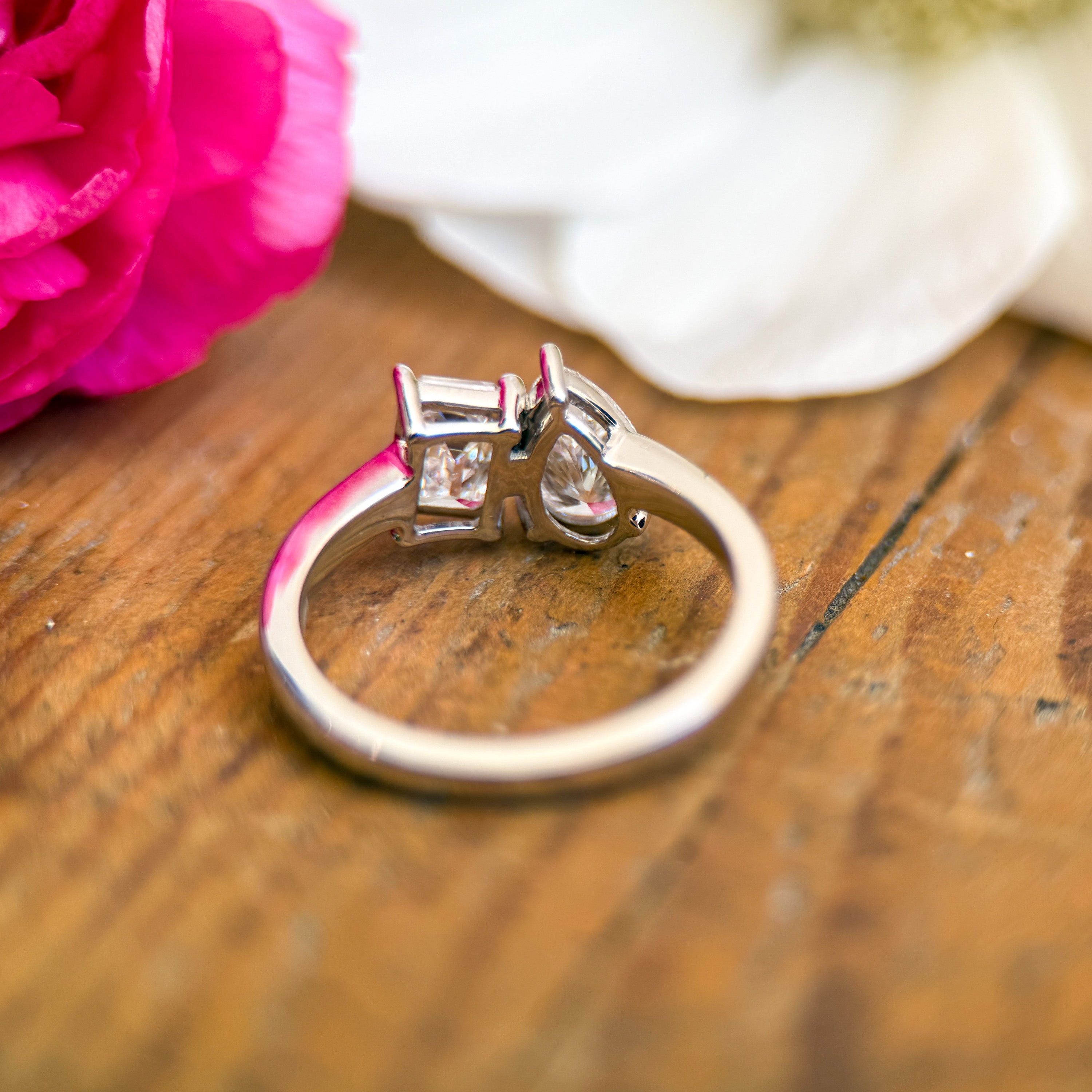 M & Co. Pear & Emerald Toi et Moi Lab Grown Diamond Ring