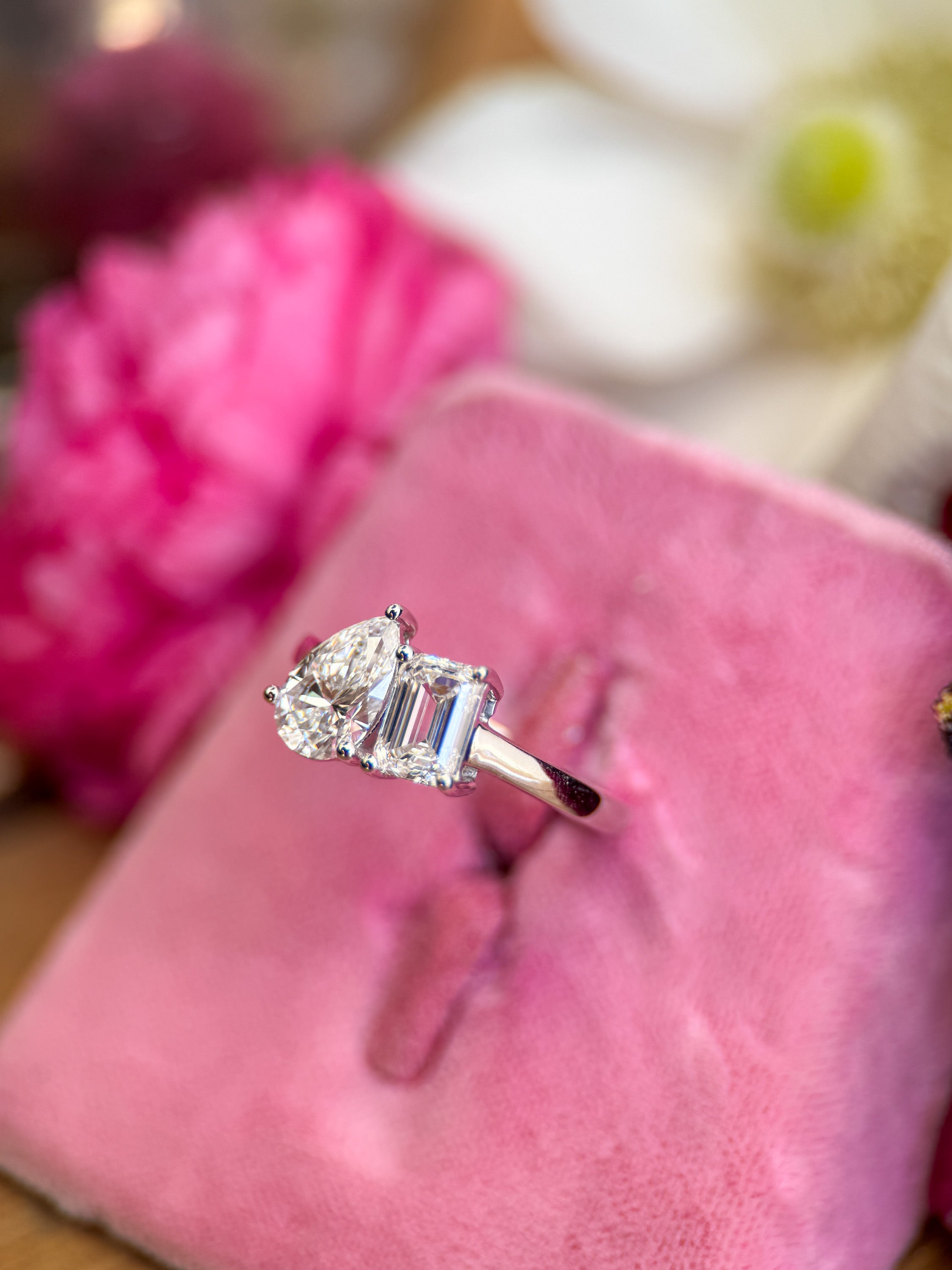 M & Co. Pear & Emerald Toi et Moi Lab Grown Diamond Ring