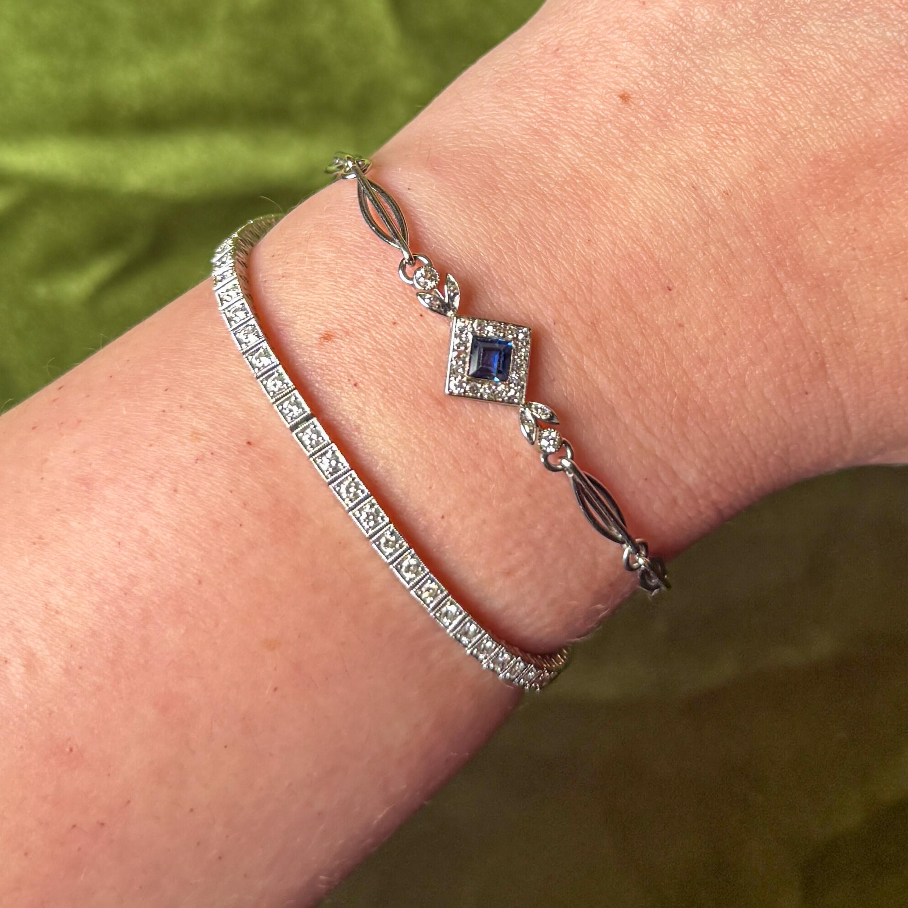 Vintage 18K White Gold Diamond Tennis Bracelet