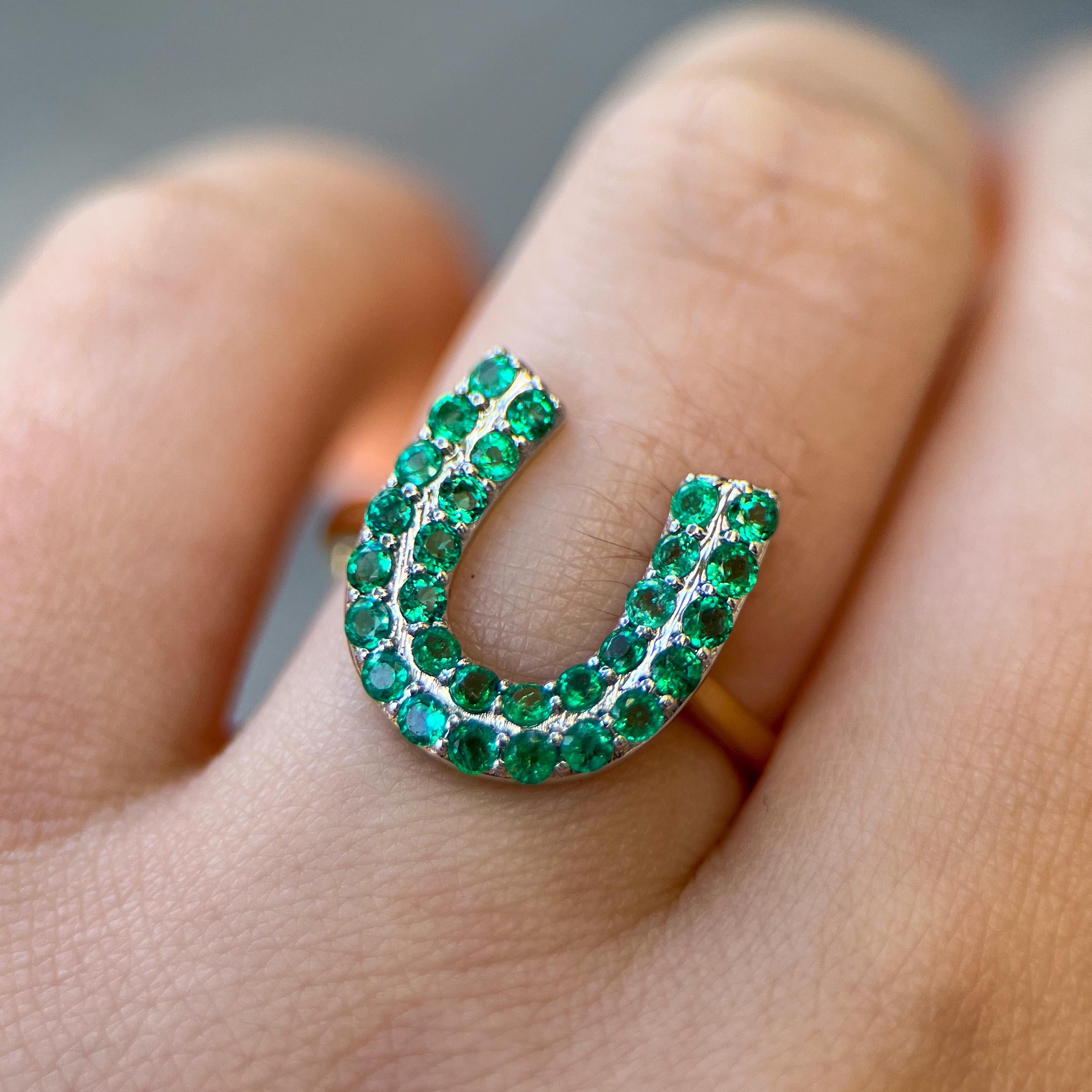 18K Yellow Gold Tsavorite Horseshoe Ring