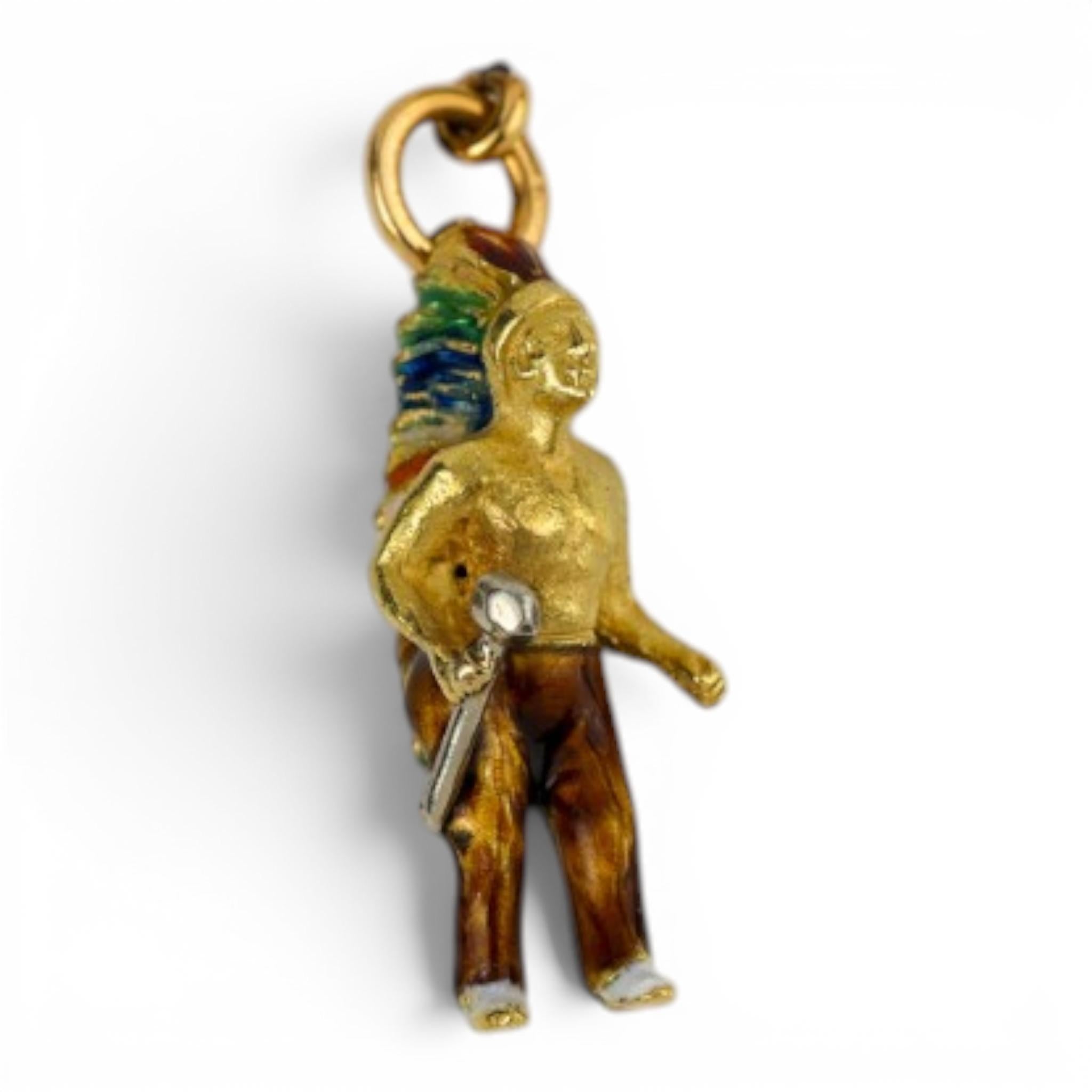 French 18K Platinum Native American Charm