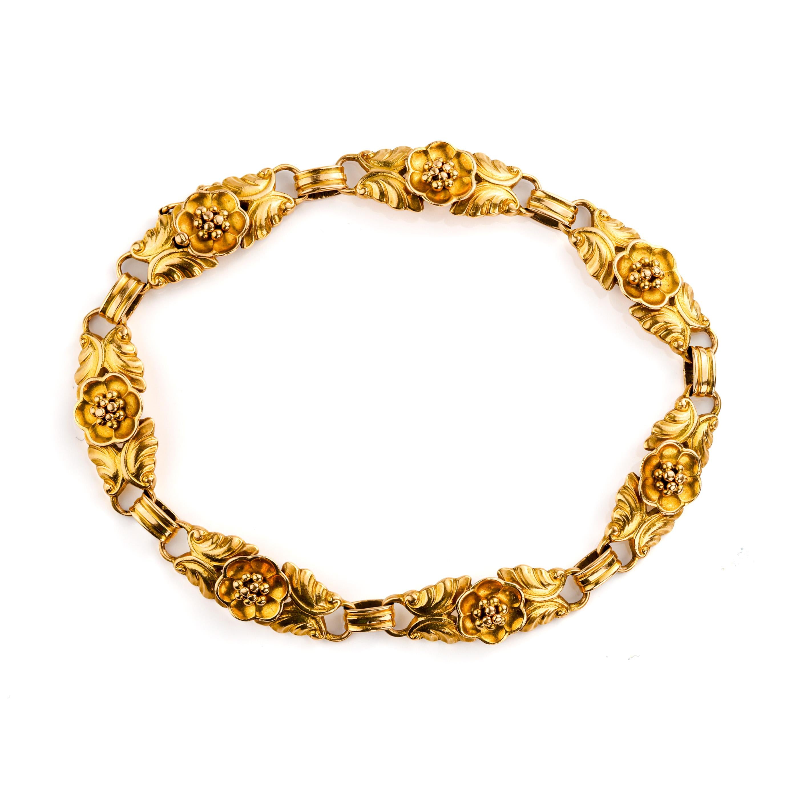 Early Georg Jensen Arts & Crafts 18K Floral Bracelet