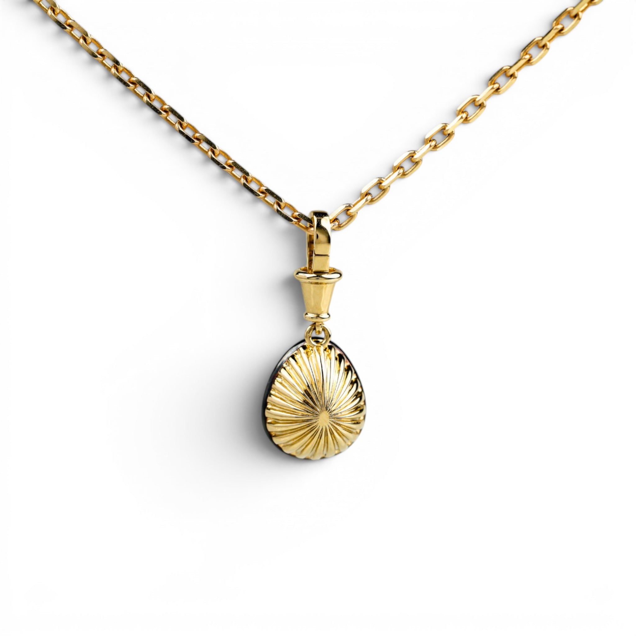 Antique Pear Lab Diamond Button Back Collet Pendant
