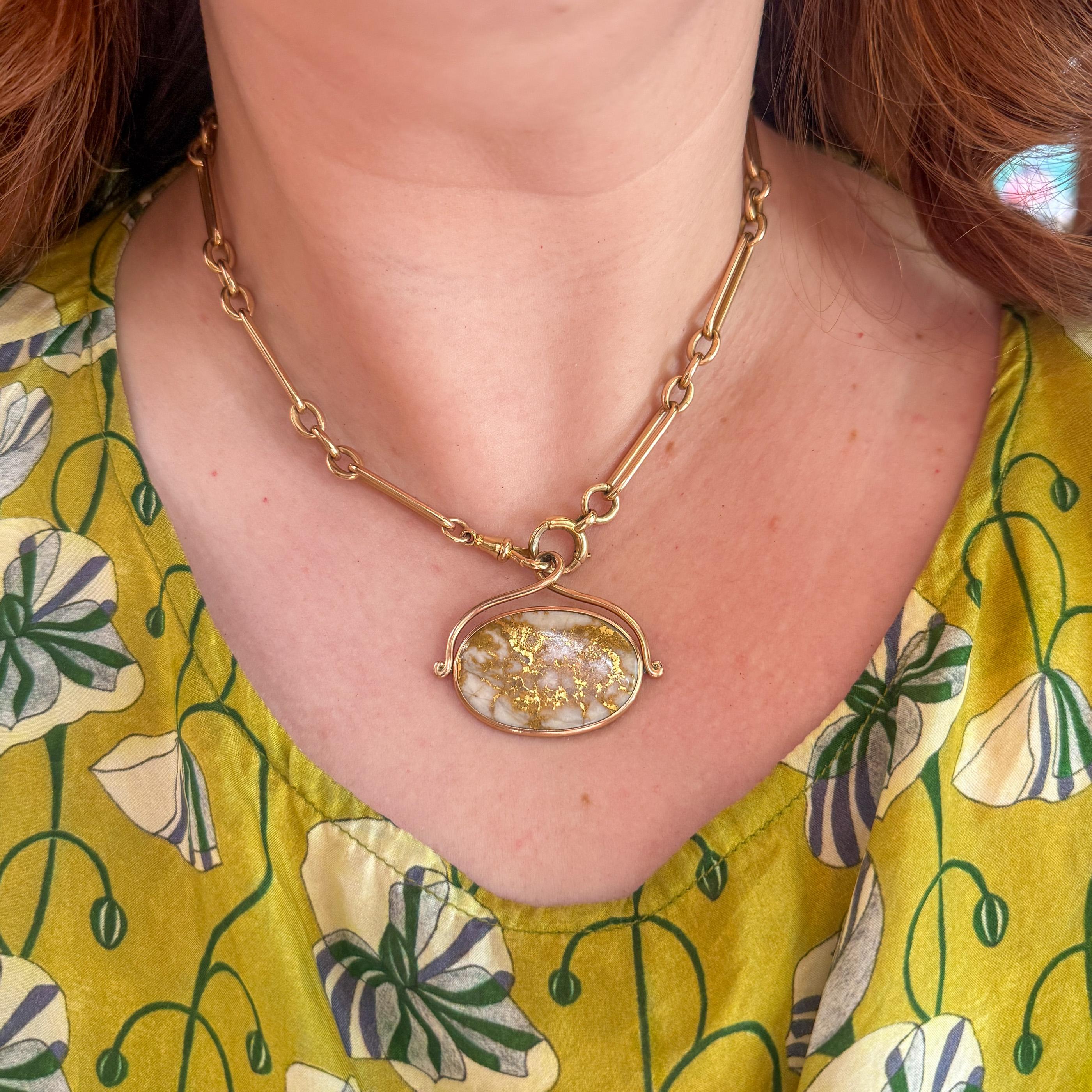 Victorian 14K Gold in Quartz Pendant