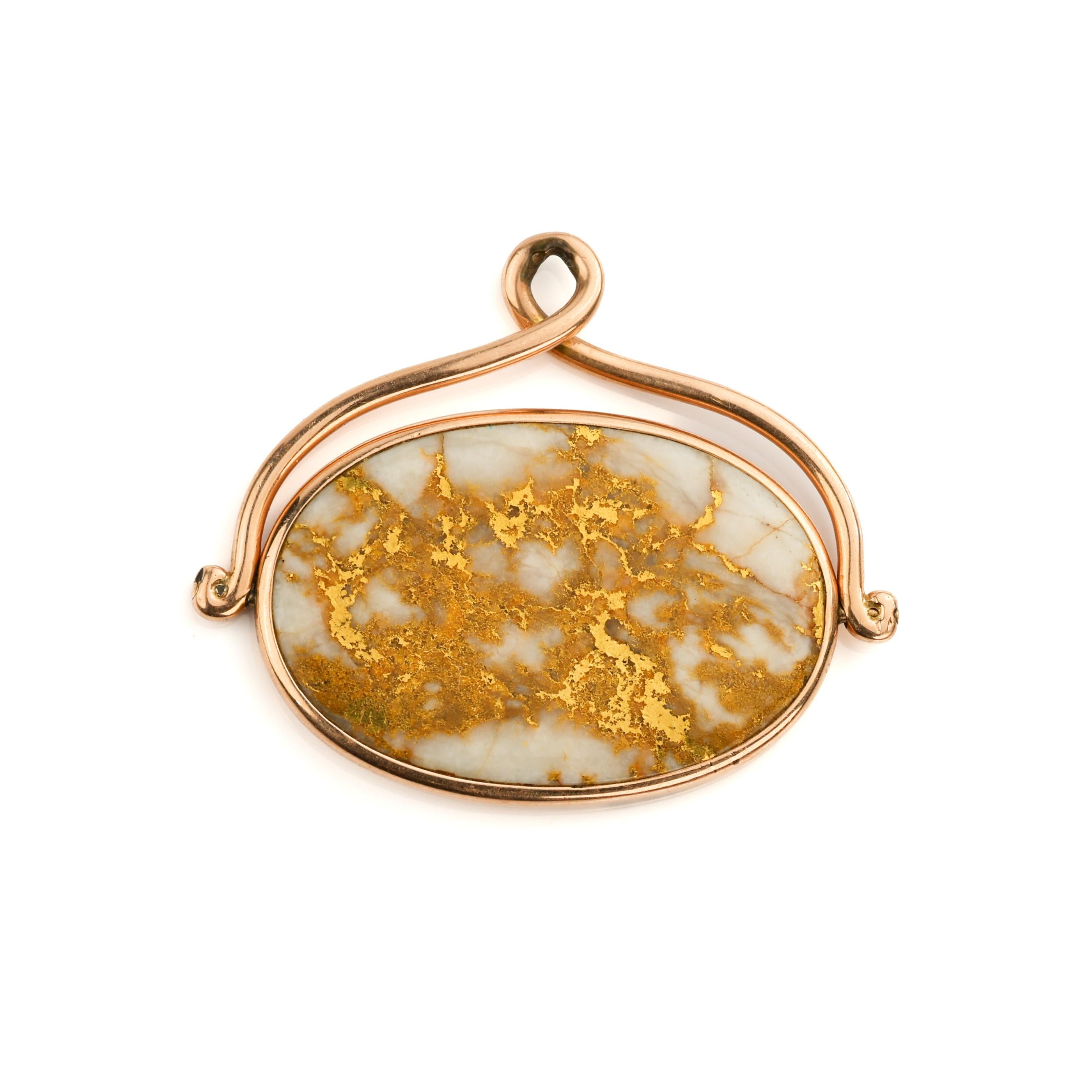 Victorian 14K Gold in Quartz Pendant