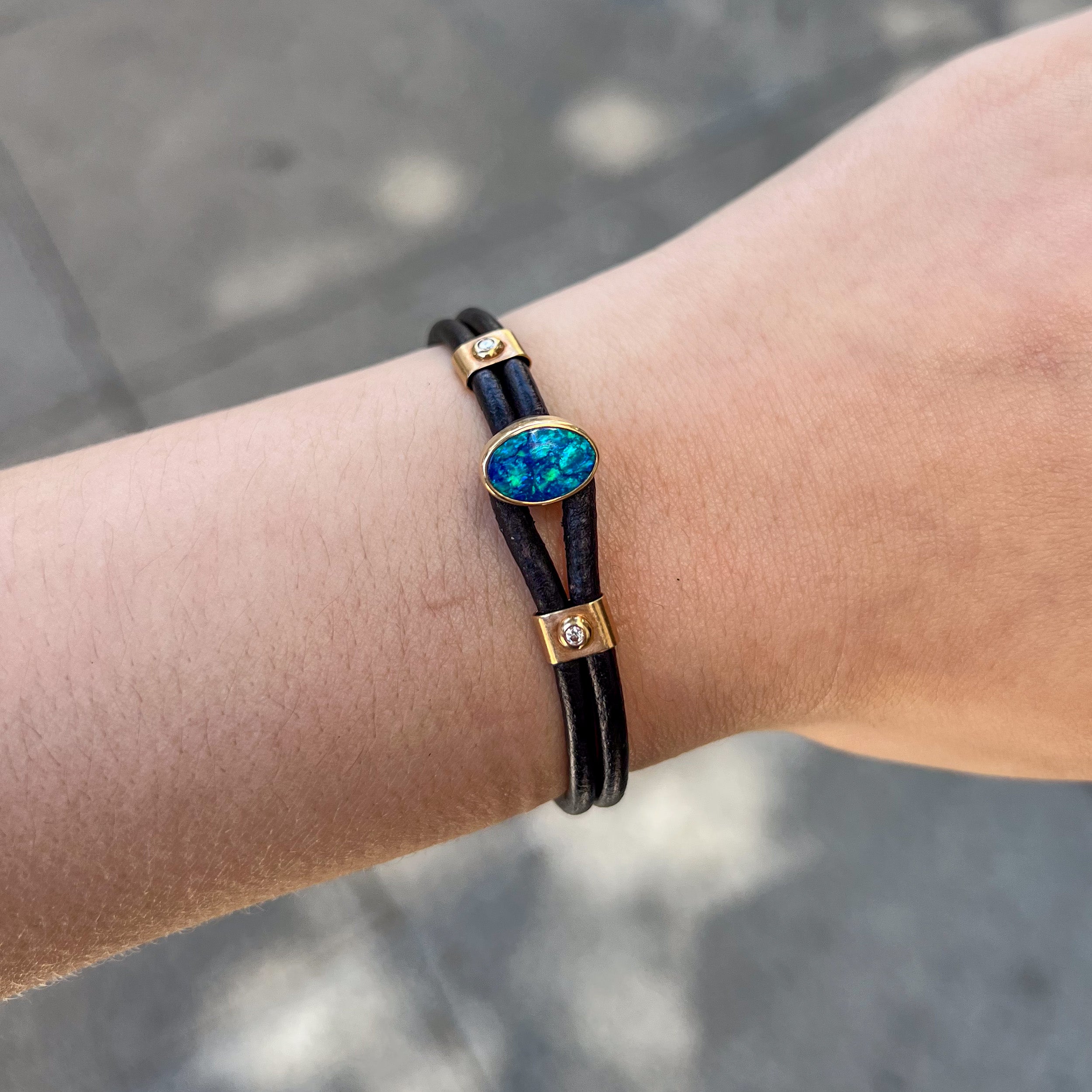 Opal & Leather Cord Bracelet