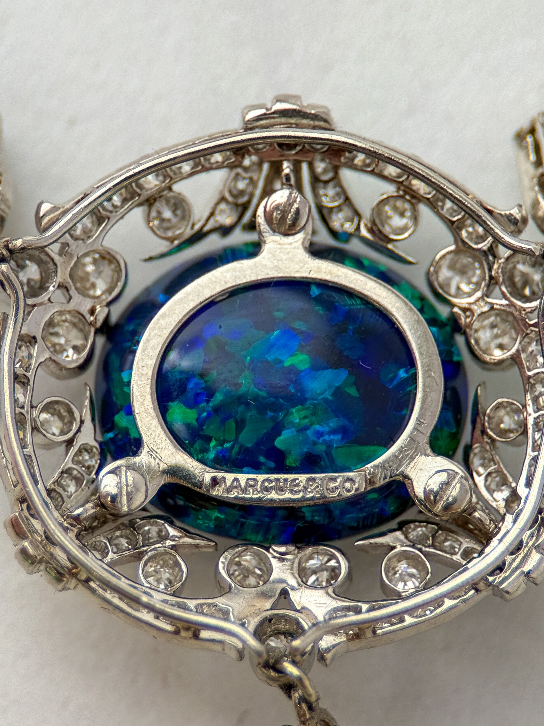 Marcus & Co. Edwardian Black Opal & Diamond Necklace
