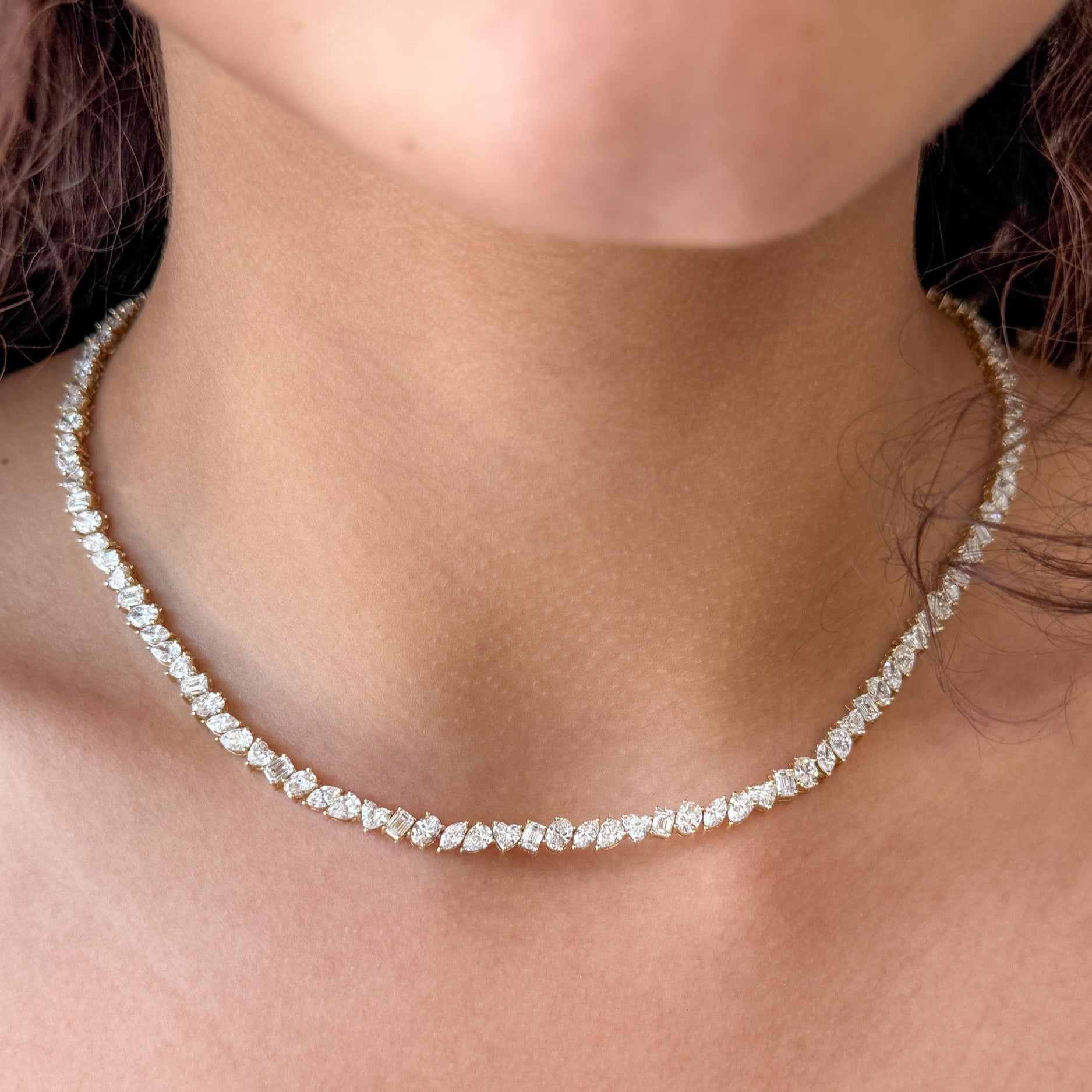 M & Co. Multishape Prong Tennis Necklace